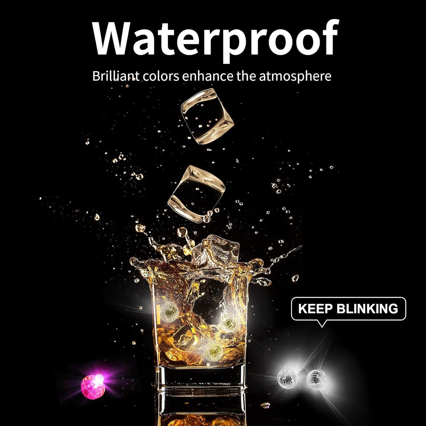 Aogist 100pcs Balloon Lights,Long Standby Time Waterproof Twinkle Mini Light,Battery Powered,Round LED Ball Lamp for Latex Balloon Paper Lantern Party Wedding Christmas Halloween Decorative,Blue-Flash