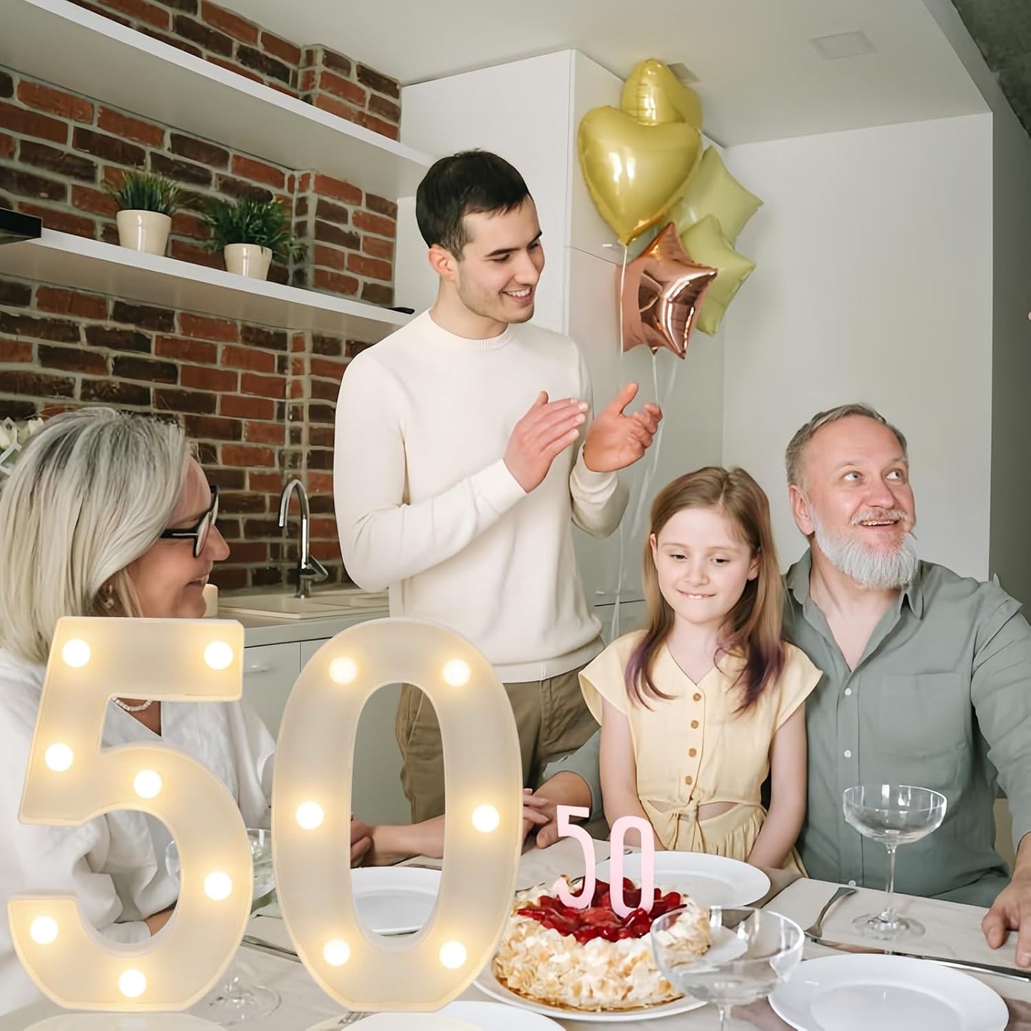 Decorative Led Light Up Numbers, 50th Birthday Decorations, Warm White Led Numbers Lights, Lighted Marquee Number Sign for Sweet 50th Party Decor