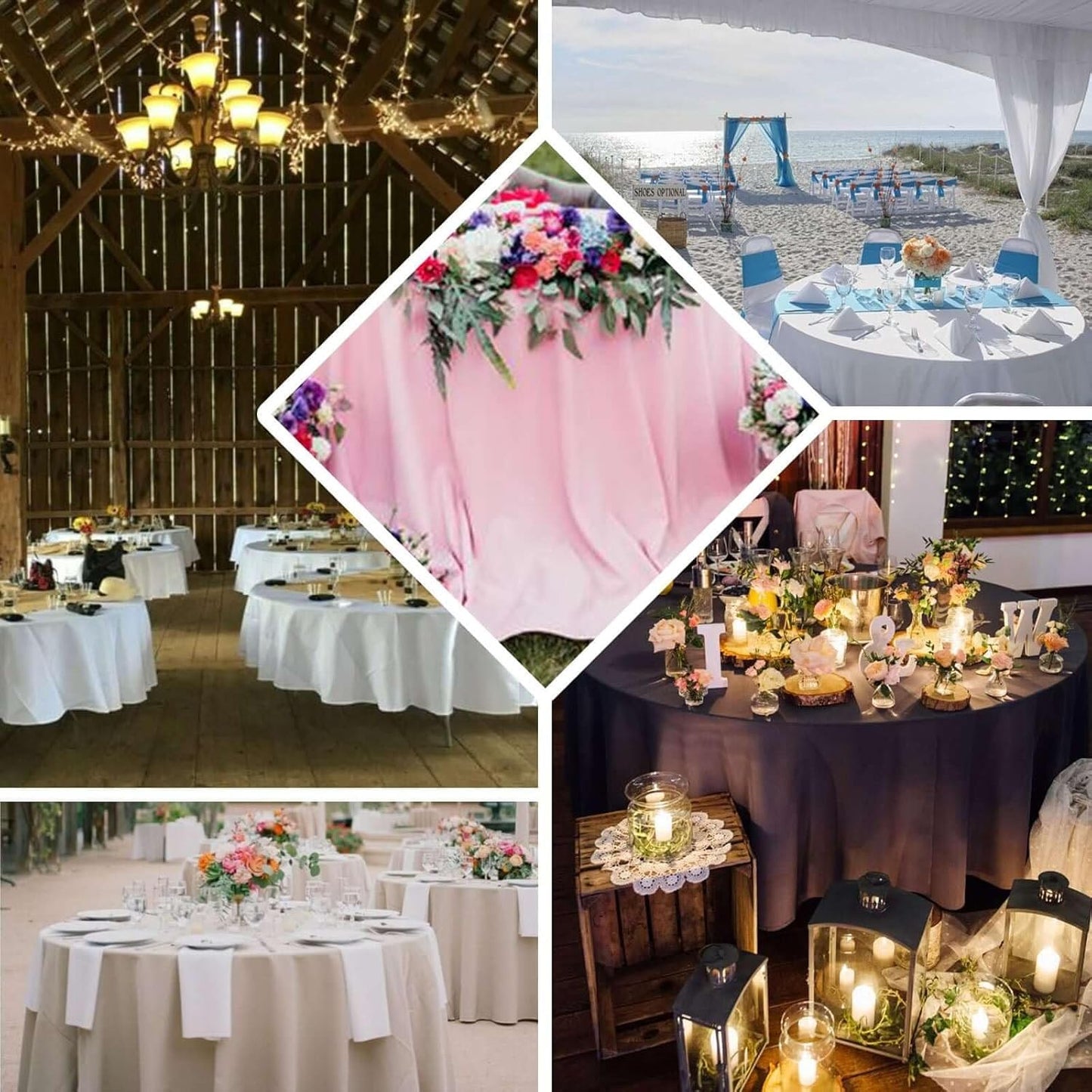 Efavormart Round Tablecloth, 108 Inch Stain & Wrinkle Resistant Washable Table Cloth, Decorative Polyester Fabric Table Cover for Banquet, Wedding, Dining- Pink