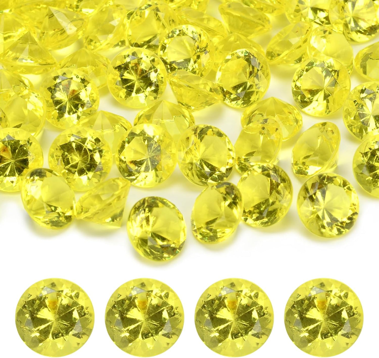Fake Diamond Christmas Decoration, 280 pcs 20 mm Acrylic Diamond for Table Scatters Vase Fillers Yellow