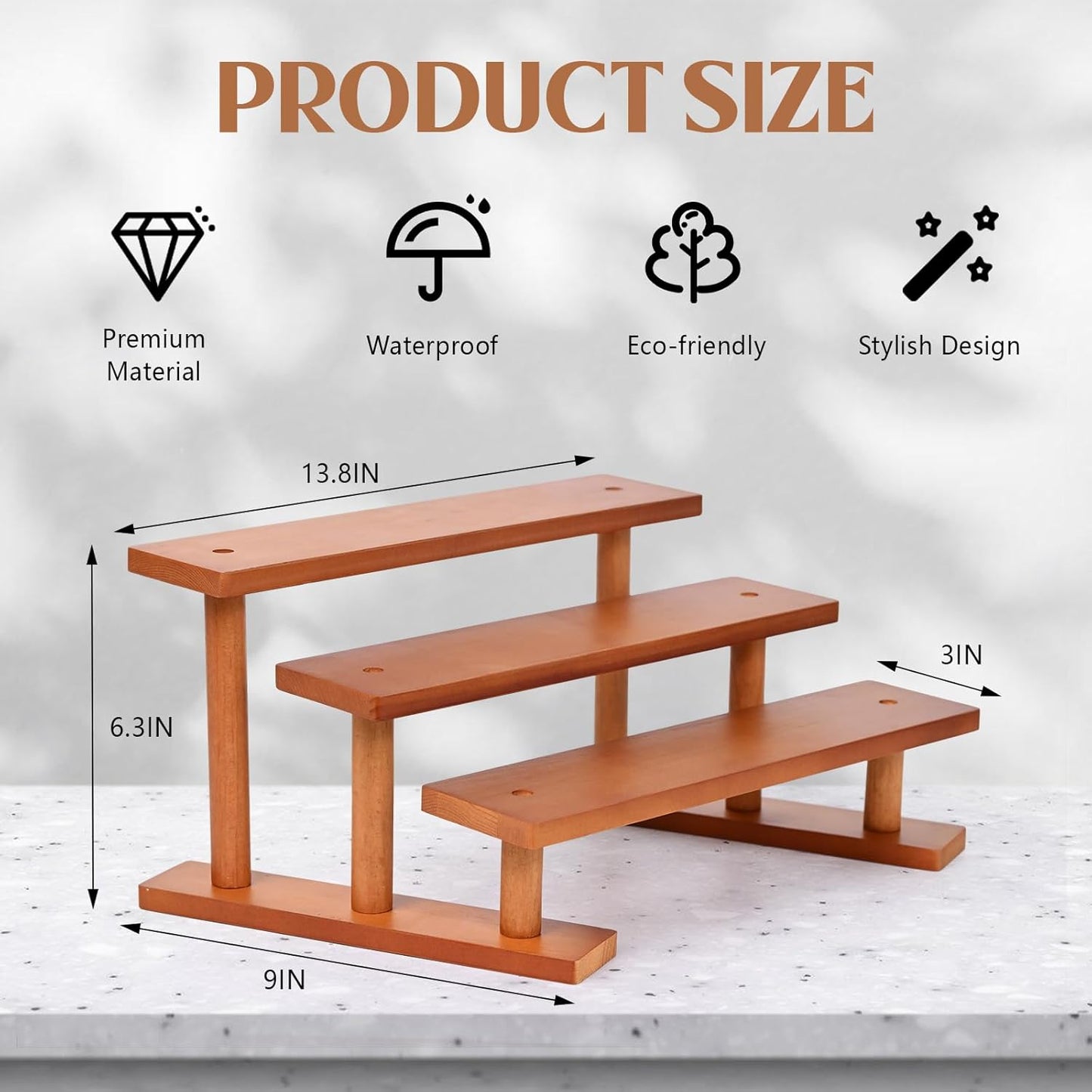 3 Tier Wooden Display Riser Stand Perfume Organizer, Dessert Table Display Set, Solid Wood Food Display Stands for Party, Bamboo Rustic Solid Wood Shelf for Cupcakes, Perfume, Cologne, Spiece