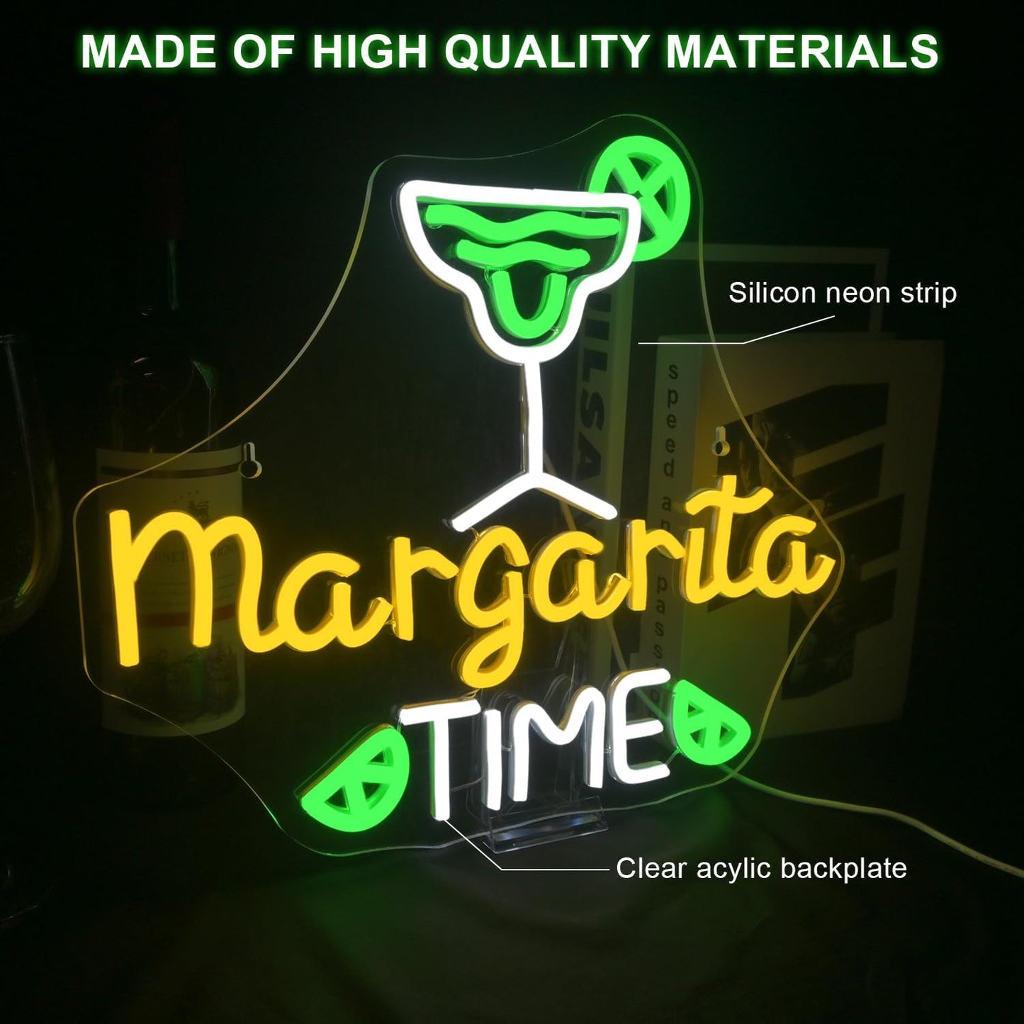 Lucunstar Margarita Time Neon Sign for Wall Decor, Margarita Led Signs, USB Dimmable Neon Lights for Beer Bar Kitchen Restaurant Home Pub Party Man Cave Club Shops Hotel Store Business Gift