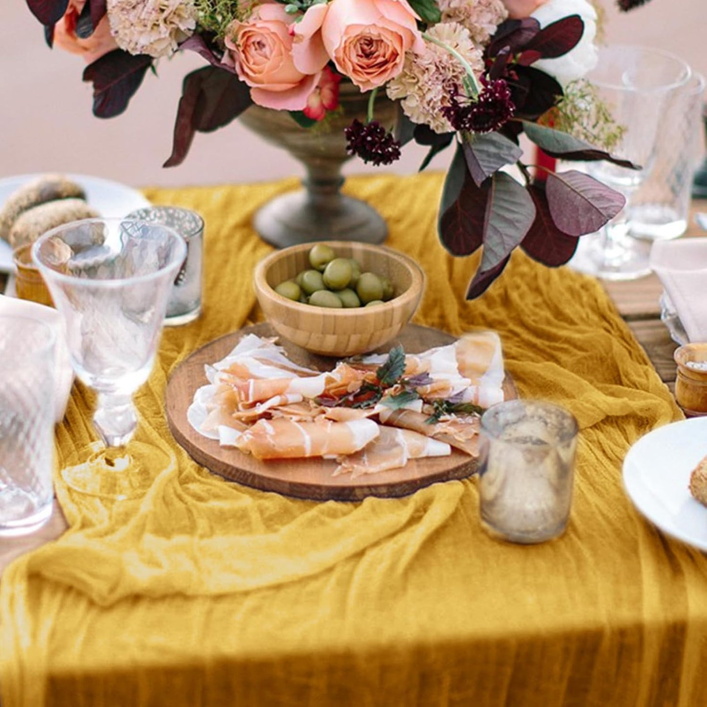 12 Pack Cheesecloth Table Runner, Runner Gauze Boho Wedding Decor Romantic Table Runner for Wedding Birthday Party(35" x 118")(Ginger)