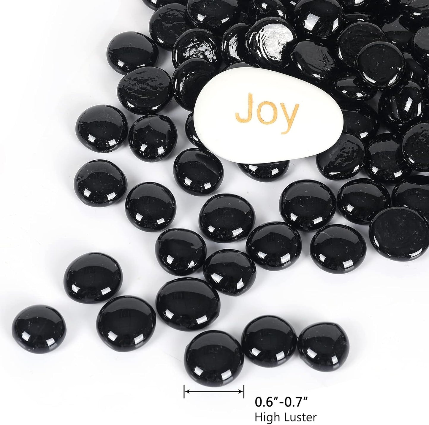 5LB Fire Glass Beads Flat Glass Marbles for Outdoor Fire Pit and Fireplace, Glass Gemstones for Vase Filler, Aquariums, Hydroponics Plants, Home Decor and Christmas DIY Craft, Black