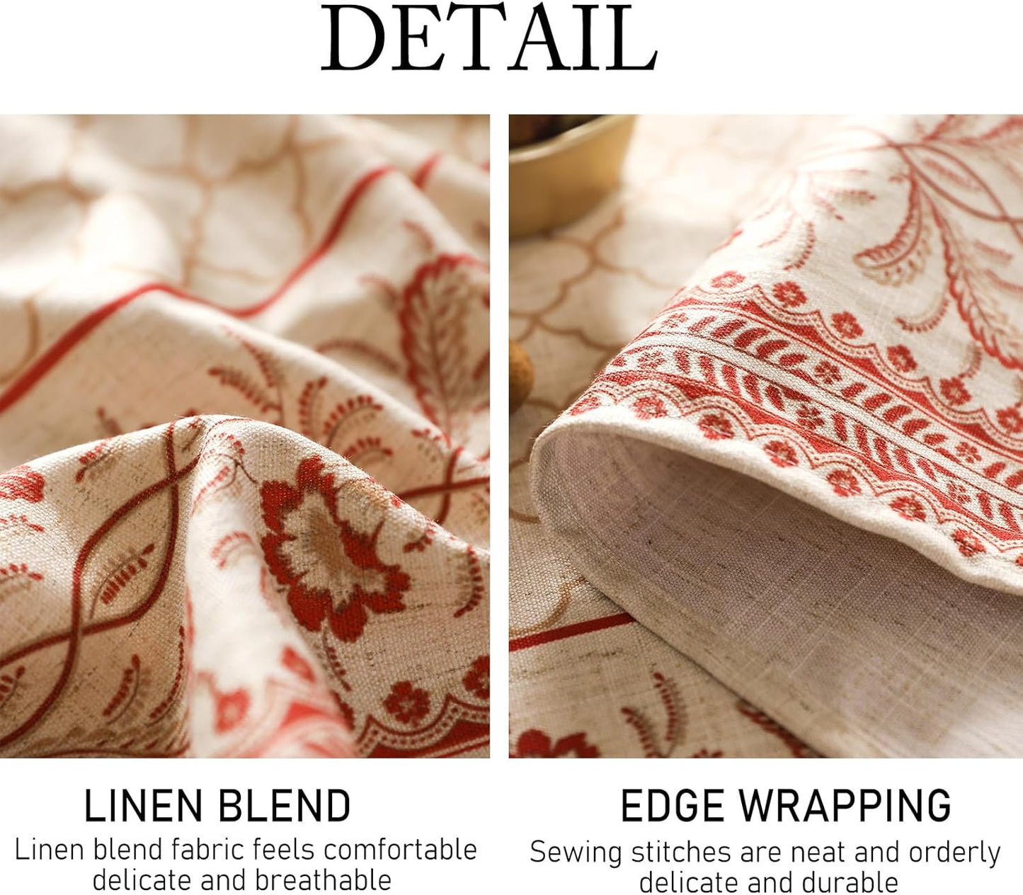 ISAENNE Designer Linen Floral Round Tablecloth,Pale Yellow Elegant Farmhouse Indoor Table Cloth,Durable Decor Tablecloths for Dining Kitchen Thanksgiving Christmas,Diameter 67"-Chamonix A