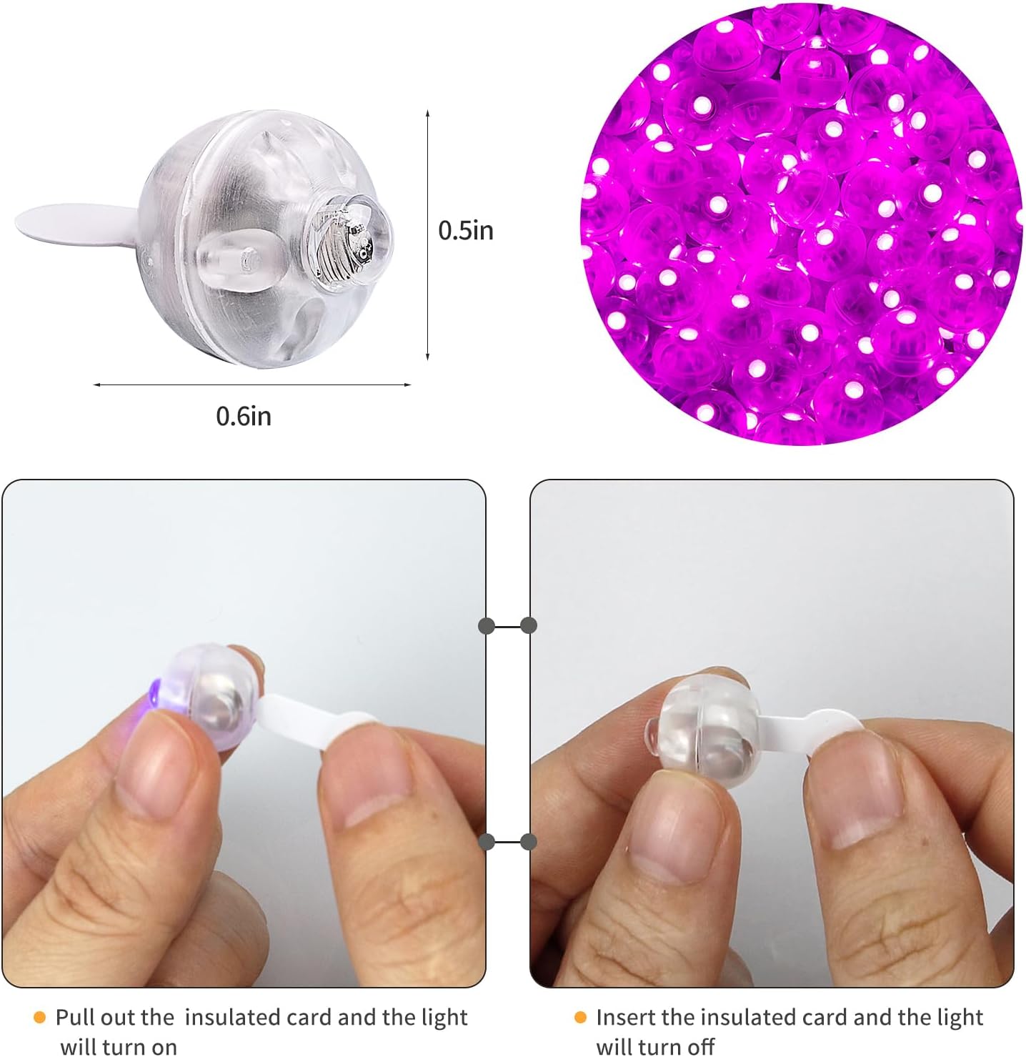 Aogist 50pcs Pink Balloon Lights,Long Standby Time Waterproof Mini Light,Battery Powered,Round LED Ball Lamp for Latex Balloon Paper Lantern Party Wedding Festival Christmas Halloween Decorative