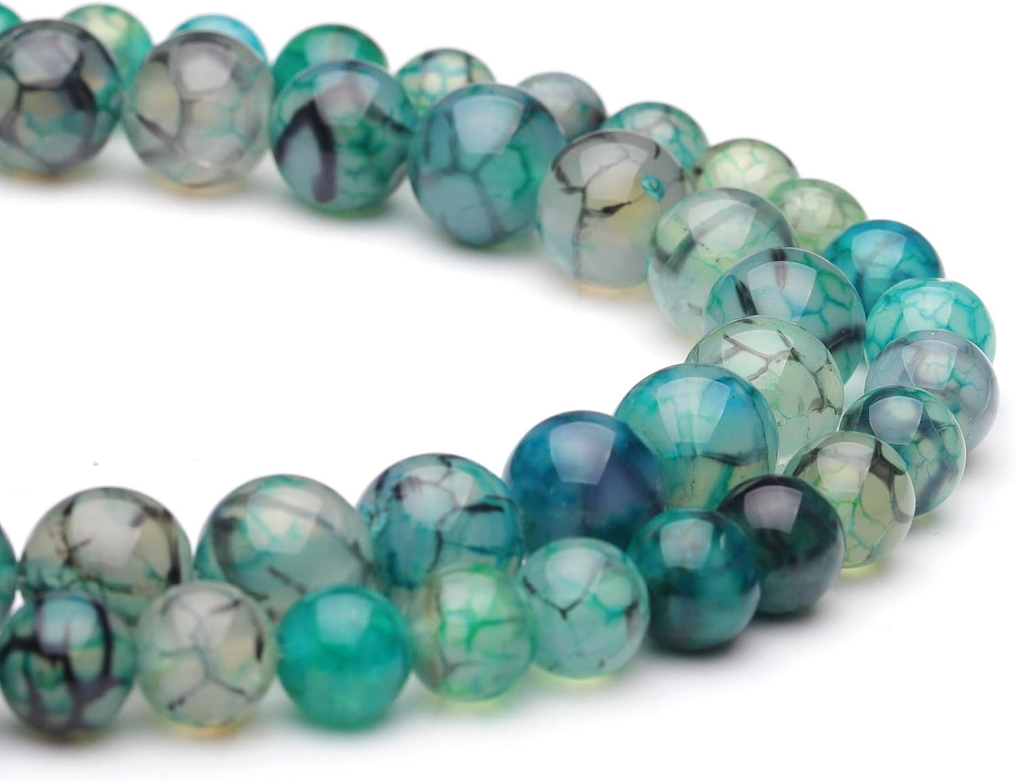 8mm Natural Stone Beads for Jewelry Making,Dragon Vein Agate Polished Smooth Round Gemstone Beads for Bracelet Necklace 15 Inch