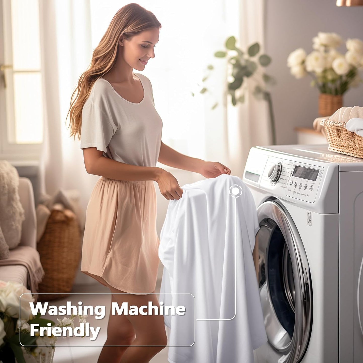 Wish Care 2 Pack White Spandex Table Clothes for 4 Foot Rectangle Tables, 4FT Wrinkle Free Fitted Tablecloths Ruffles Design Table Cover for Party, Banquet, Wedding and Events