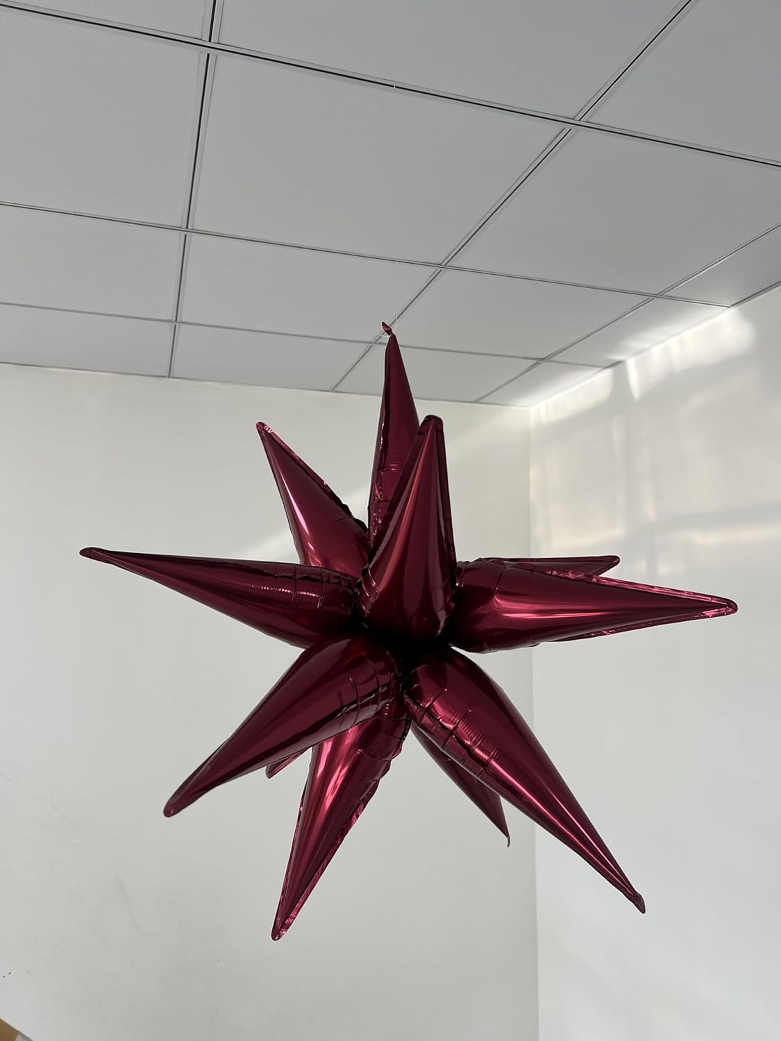3pcs 26inch 3D wine red (Burgundy) Explosion Star foil balloon, wine red Foil Cone Star burst Balloons for Birthday Wedding New Year Party Event