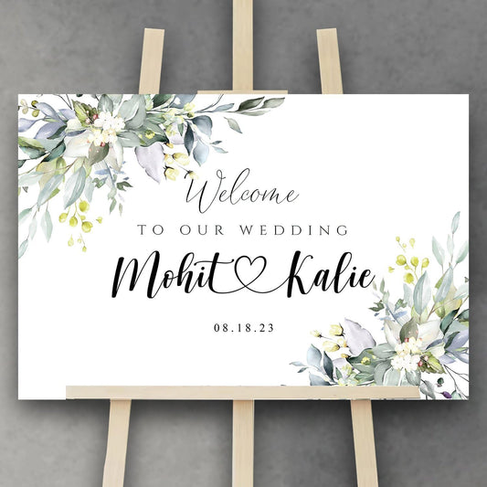 Editable Wedding Sign, Wedding Welcome Sign, Greenery Welcome sign, Wedding Eucalyptus Sign