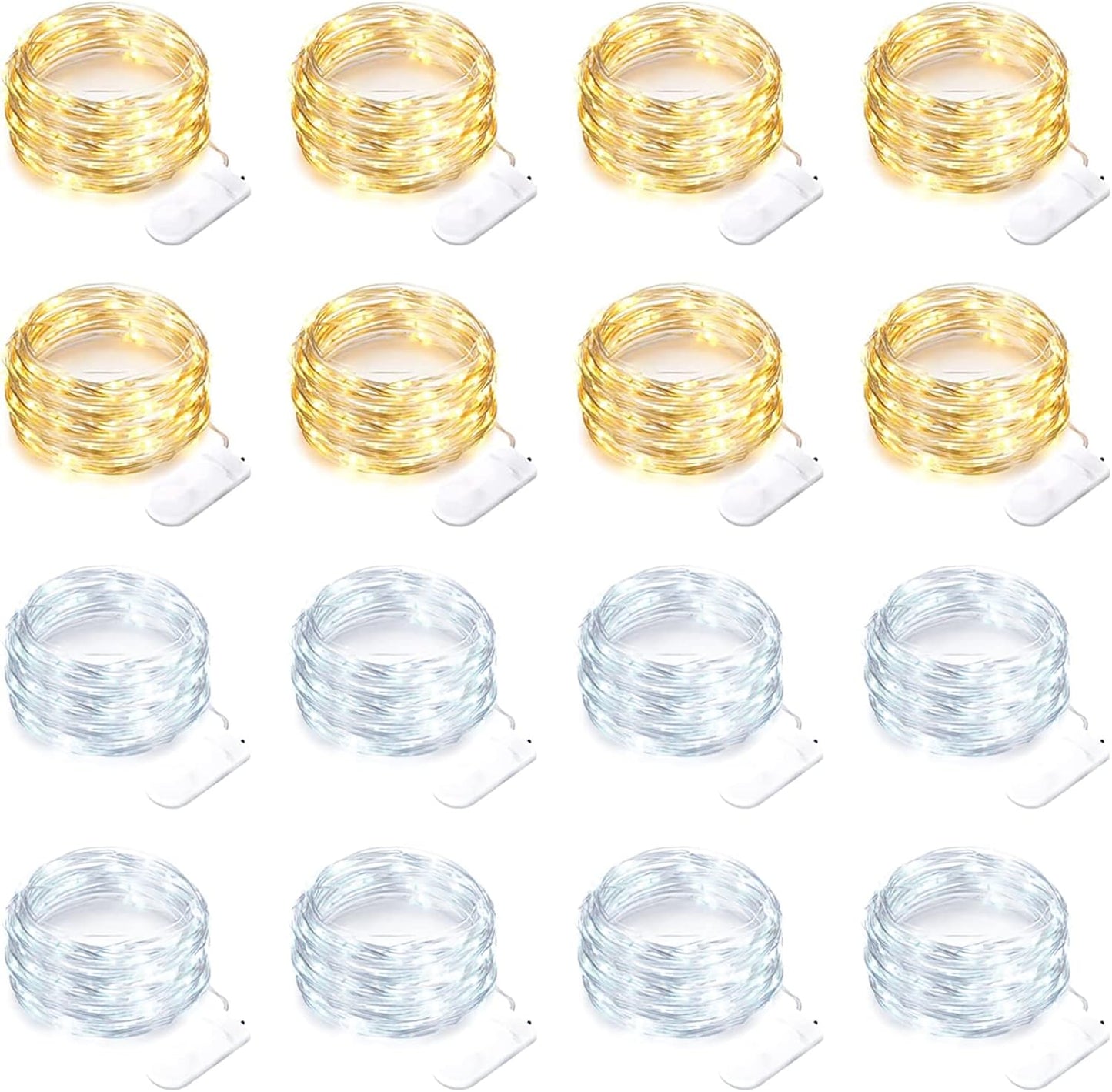 16 Pack 30 Led Fairy Lights Battery Operated String 10 Feet Waterproof Twinkle Mason Jar Silver Wire Firefly for Christmas Party W+wt