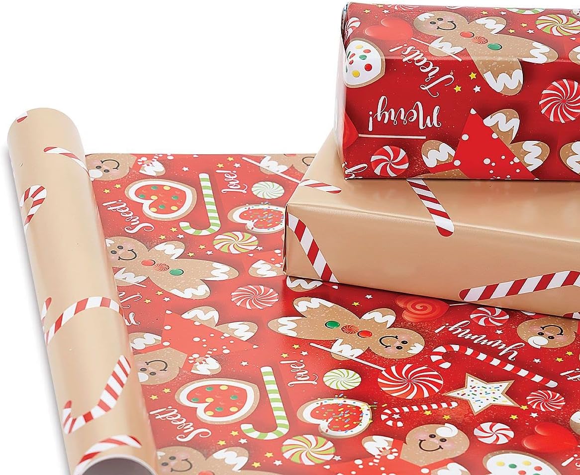 Current Sweet Treats Double-Sided Rolled Christmas Wrapping Paper - Premium Jumbo 23-Inch x 32-Foot Gift Wrap Roll, 61 Square Feet Total