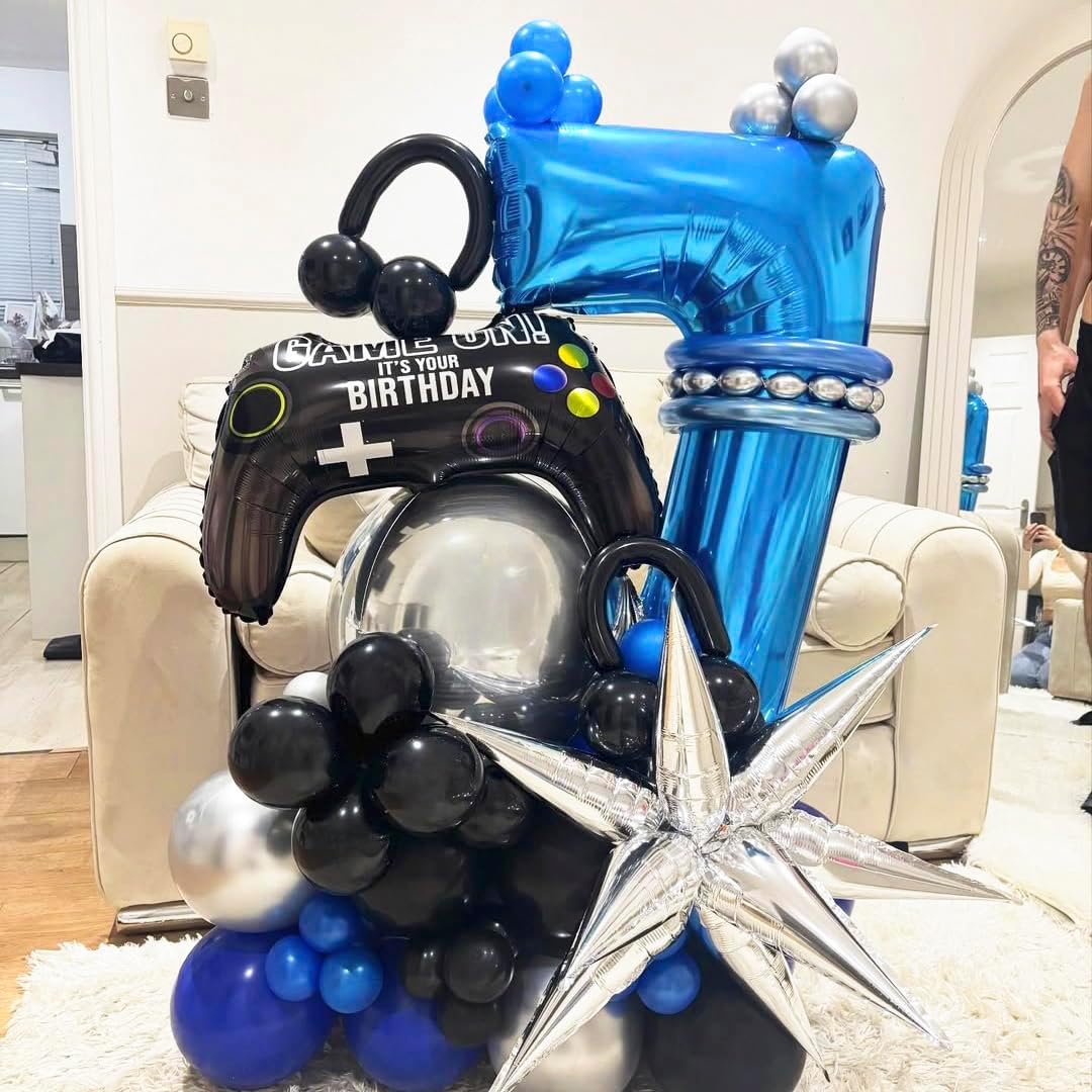 Blue 9 Balloon Number,40 Inch Number 9 Balloon Big Blue 9 Foil Mylar Helium Balloon for Birthday Party Decorations