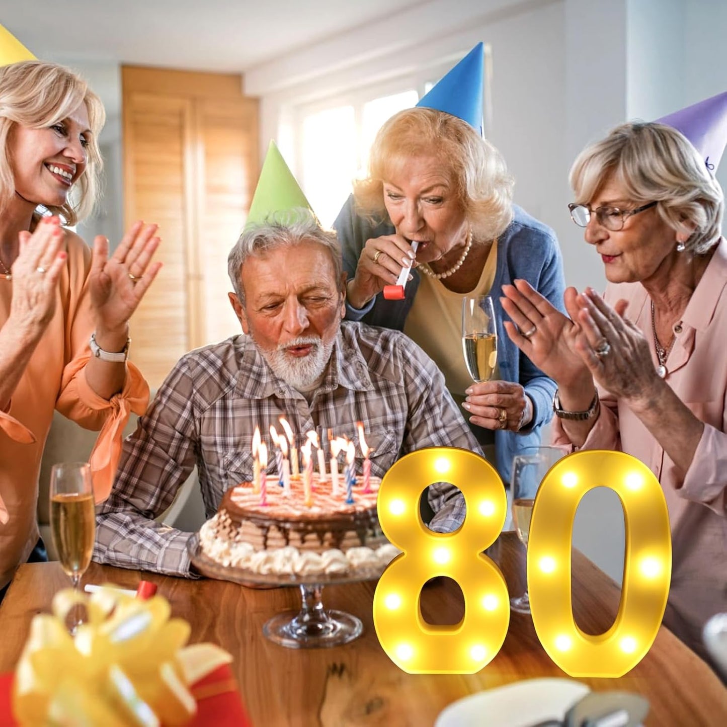 80th Birthday Decorations for Women Men,Happy 80 Birthday Decorations for Centerpieces Table,80 Light Up Numbers Sign Led for Party Backdrop Wall Decor for Wedding Anniversary Home
