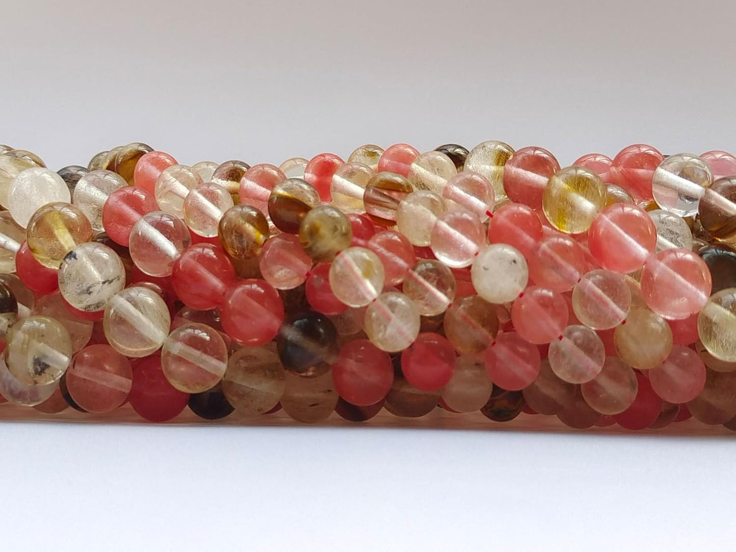 Stone Beads 10mm 60pcs Colorful Watermelon Quartz Beads Round Loose Gemstones Beads for Bracelet Necklace Jewelry Making (10mm, 61022 Colorful Watermelon Quartz)