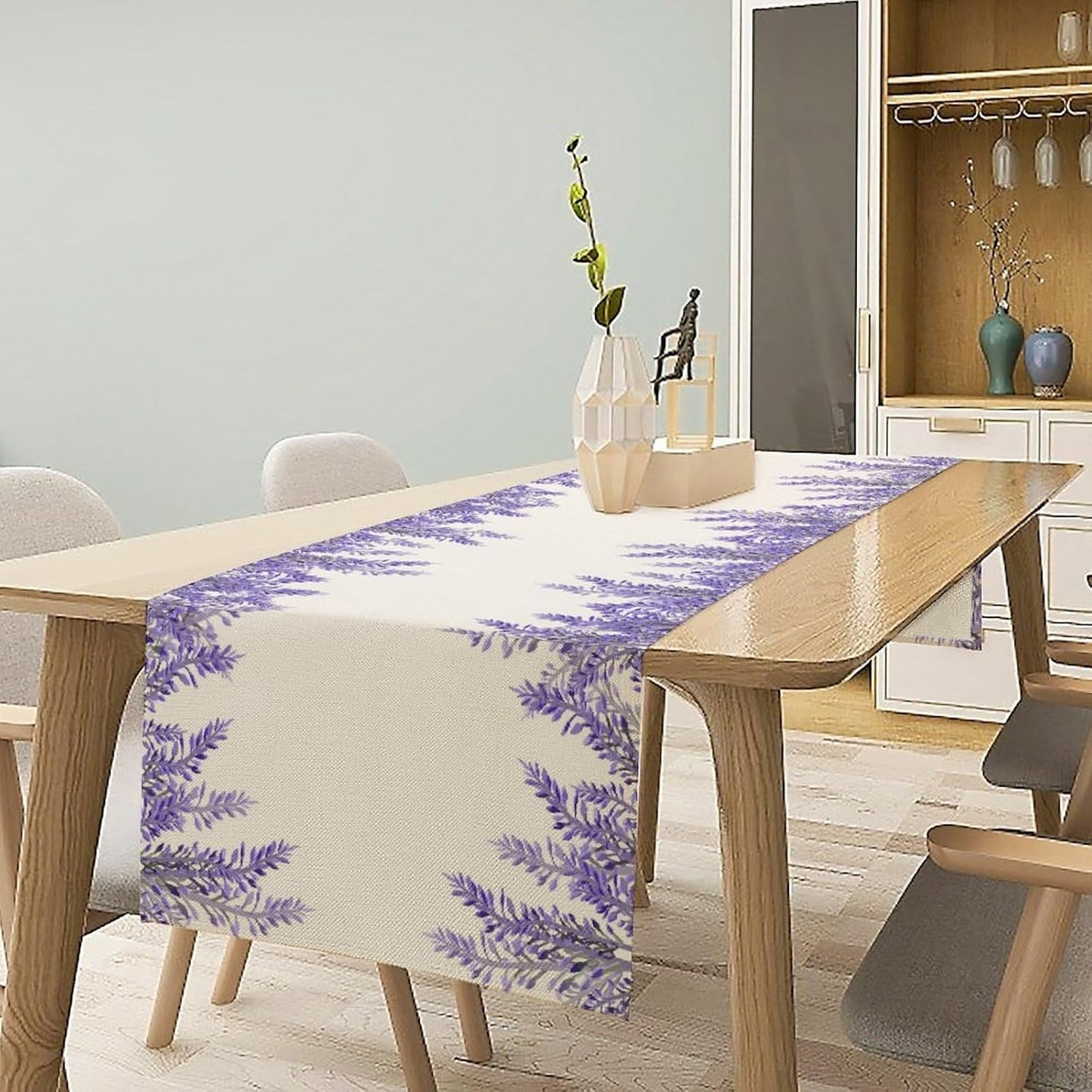 Purple Lavender Table Runner Vintage Watercolor Modern Kitchen Restaurant Decoration Suitable for Indoor and Outdoor Wedding Party Banquet Table Runner 13x70 Inch