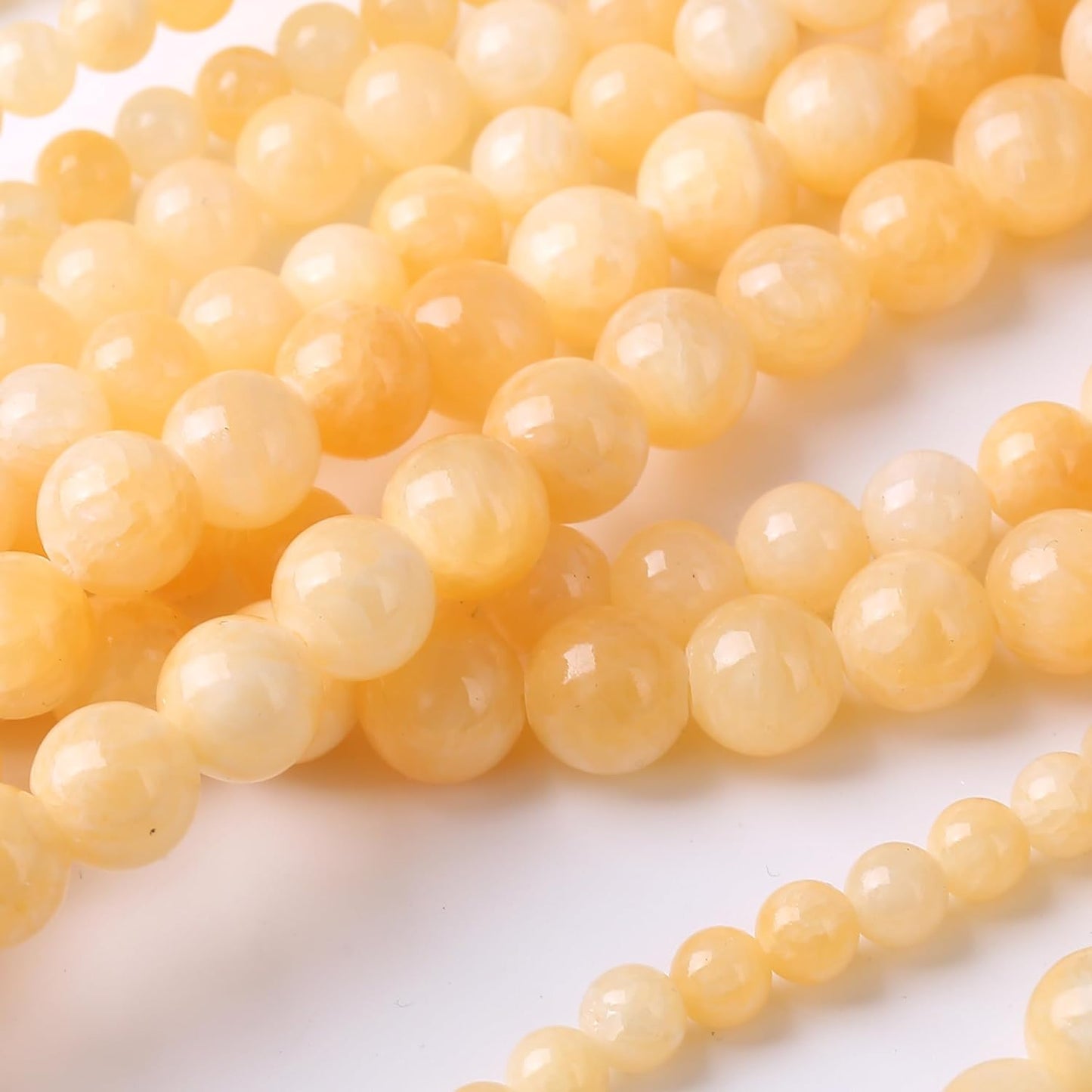 Rice Topaz Stone Beads Gemstone Round Crystal Energy Jade Beads Stone Beads for Jewelry Making DIY Bracelet Necklace Jewelry Making 1 Strand 15.5inch 35PCS 10MM