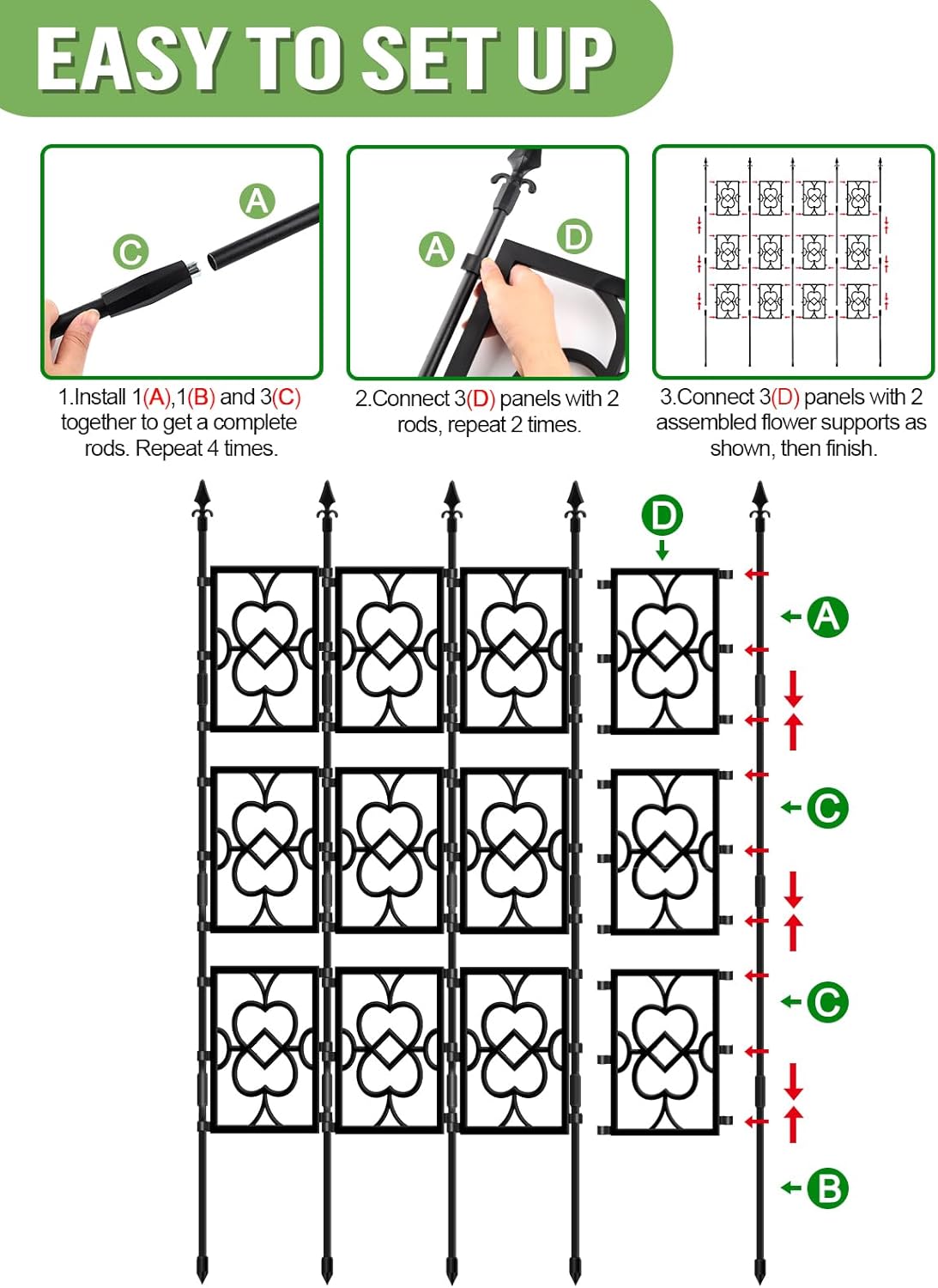 4 Sets Garden Trellis for Climbing Plants, Kalolary 5.5FT Plastic Love Screen Plant Trellis Frame for Potted Plants Rustproof Thicken Cucumber Trellis Stand for Vines Flowers Vegetable Indoor Outdoor