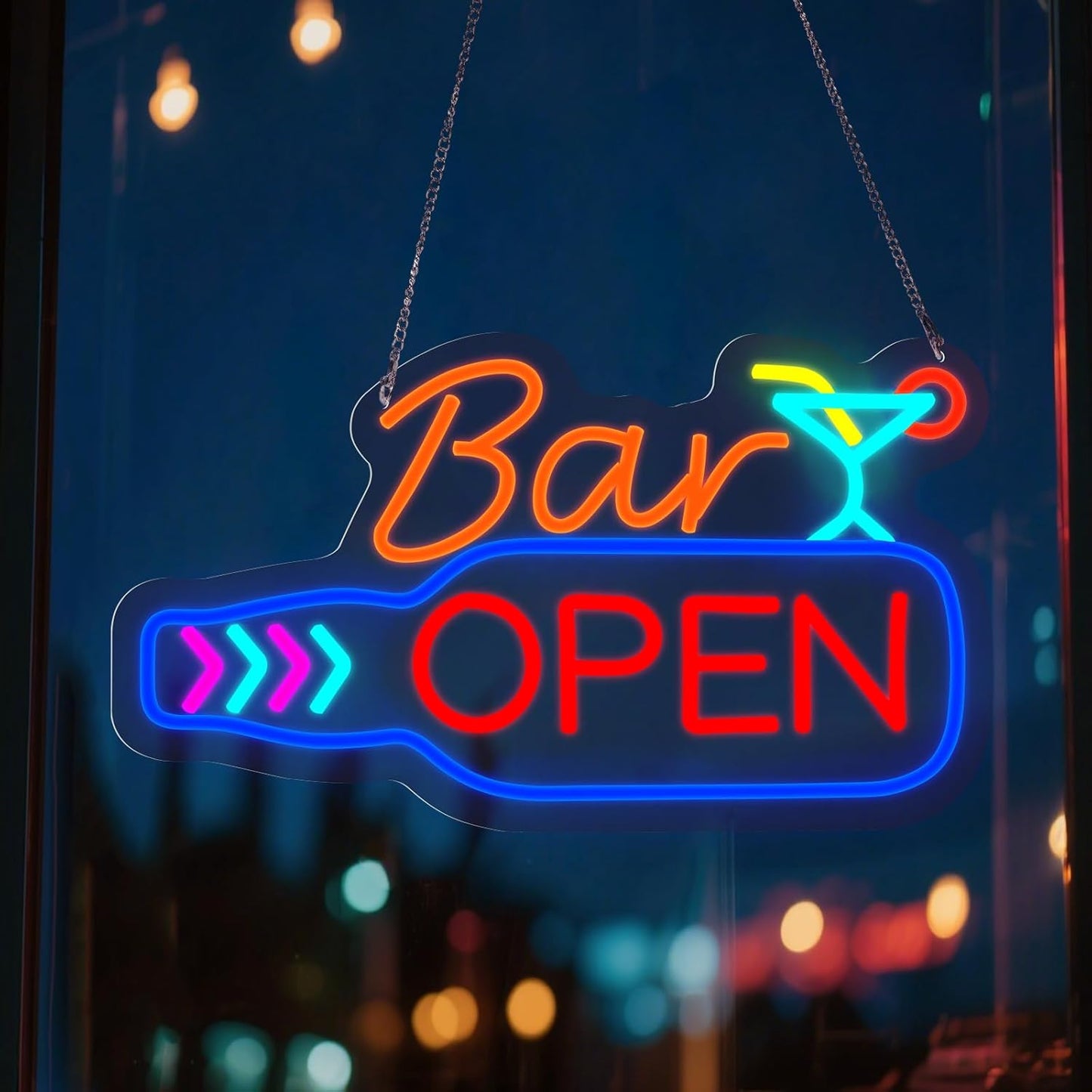 Bar Open Neon Sign, Super Bright 16''x 9'' Dimmable USB Powered LED Open Signs for Business Wall Decor Bar Pub Party, LED Light up Beer Signs