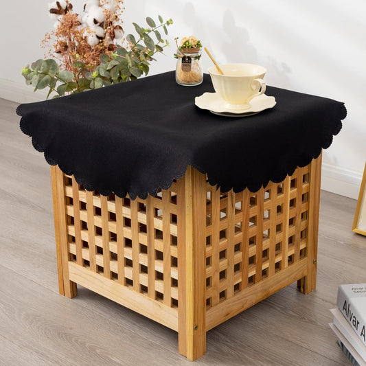 Small Round Black Tablecloth 24 Inch Polyester Fabric Washable Table Cover Decorative Wrinkle Resistant Solid Color Table Cloth for Nightstand Party Wedding Camping