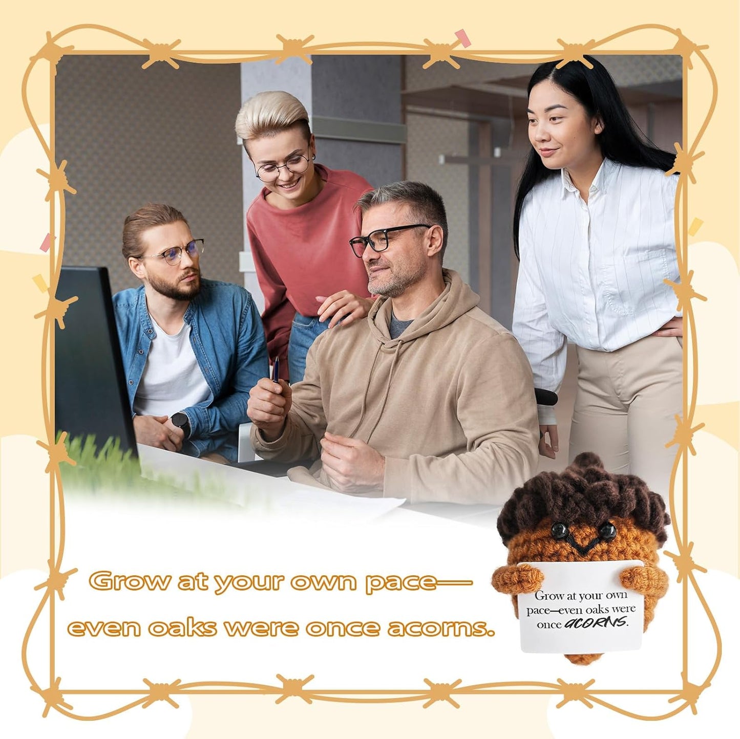 Emotional Support Crochet,Cute Acorn Crochets Pattern,Handmade Crochet Acorn Birthday Gift for Friend,Besties,Brother,Customized Graduation Gift,School Start Gifts