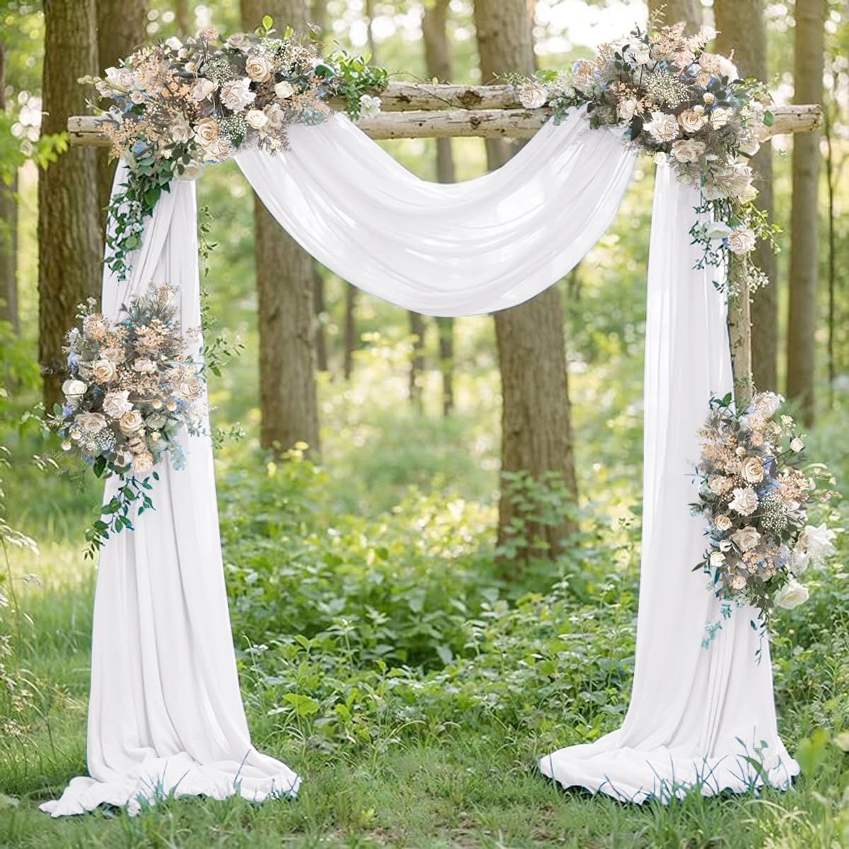 White Elegant Arch Draping Fabric Outdoor 1 Panel 29" × 20Ft Sheer Chiffon Curtain Drapes for Fall Wedding Ceremony Birthday Party Garden Brunch