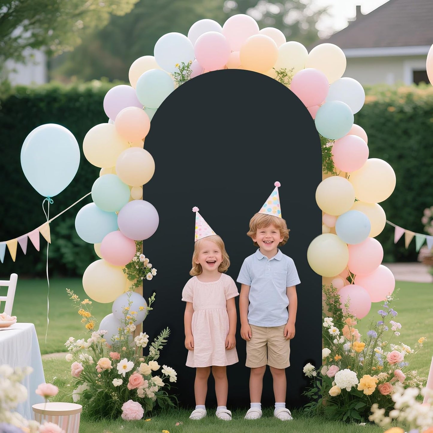 Ledido Wedding Arch Backdrop Cover 6FT Arch Covers Fitted Stretchy Spandex Round Top Stand Backdrop Cover for Wedding Banquet Ceremony Birthday Party Baby Shower Event Decoration,Black