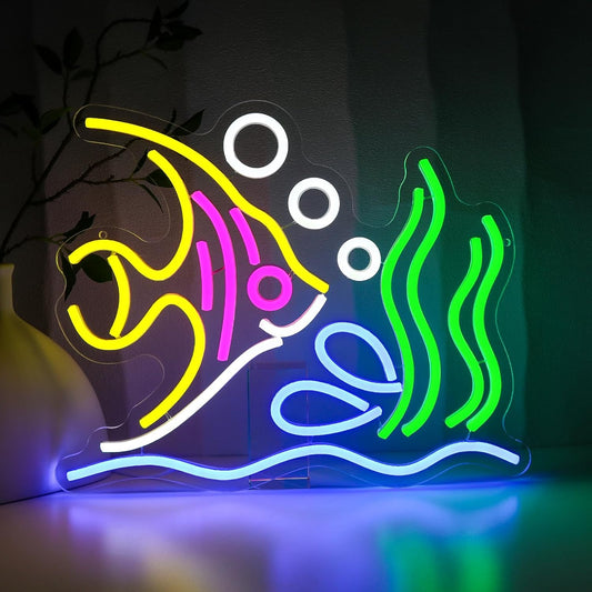 Tropical Fish Neon Sign for Wall Decor, Fish Led Signs for Room, USB Dimmable Neon Lights for Fish Shop Bar Home Pub Club Man Cave Party Store Office Restaurant Ocean Museum Decoration