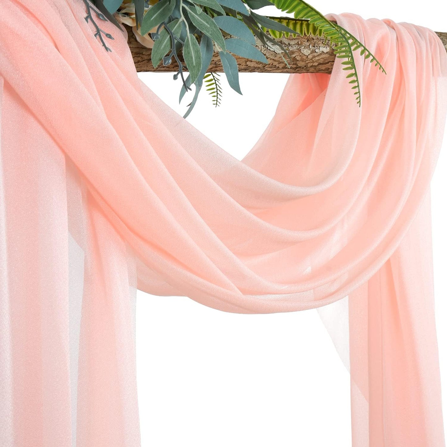 Arch Drapes for Wedding Arch Draping Fabric Blush Sheer Backdrop Curtain for Ceremony Bridal Party Decor 19Ft Length x 28" Width 2 Panel