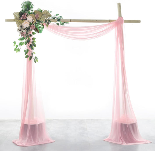 VDS Pack of 1 Panel (30 Inch X 30 Feet) Wedding Arch Draping Fabric Sheer Chiffon Fabric Drapery for Wedding Ceremony Reception Swag Backdrop Canopy Chuppah ARBO Altars Decoration (Blush Pink)