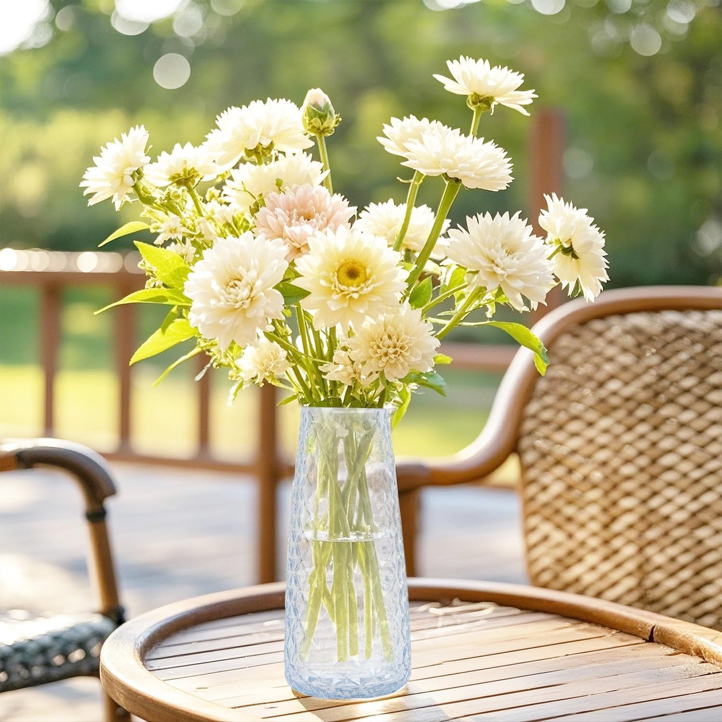 Crystal Vase for Flowers, 8.6" H Clear Round Glass Vase for Centerpieces, Modern Floral Planter Container for Parties,Wedding,Office,Home Decoration