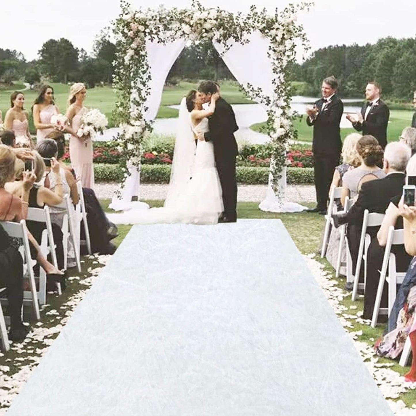 MODFUNS White Wedding Aisle Runner Outdoor Velvet Aisle Runner for Wedding Ceremony 4FTx20FT Carpet Runner with Carpet Tapes Bride Floor Carpet Runner Decorated Aisle Runway for Prom Party Beach