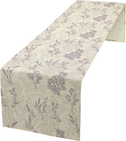 Purple Lavender Table Runner Vintage Watercolor Modern Kitchen Restaurant Decoration Suitable for Indoor and Outdoor Wedding Party Banquet Table Runner 13x108 Inch