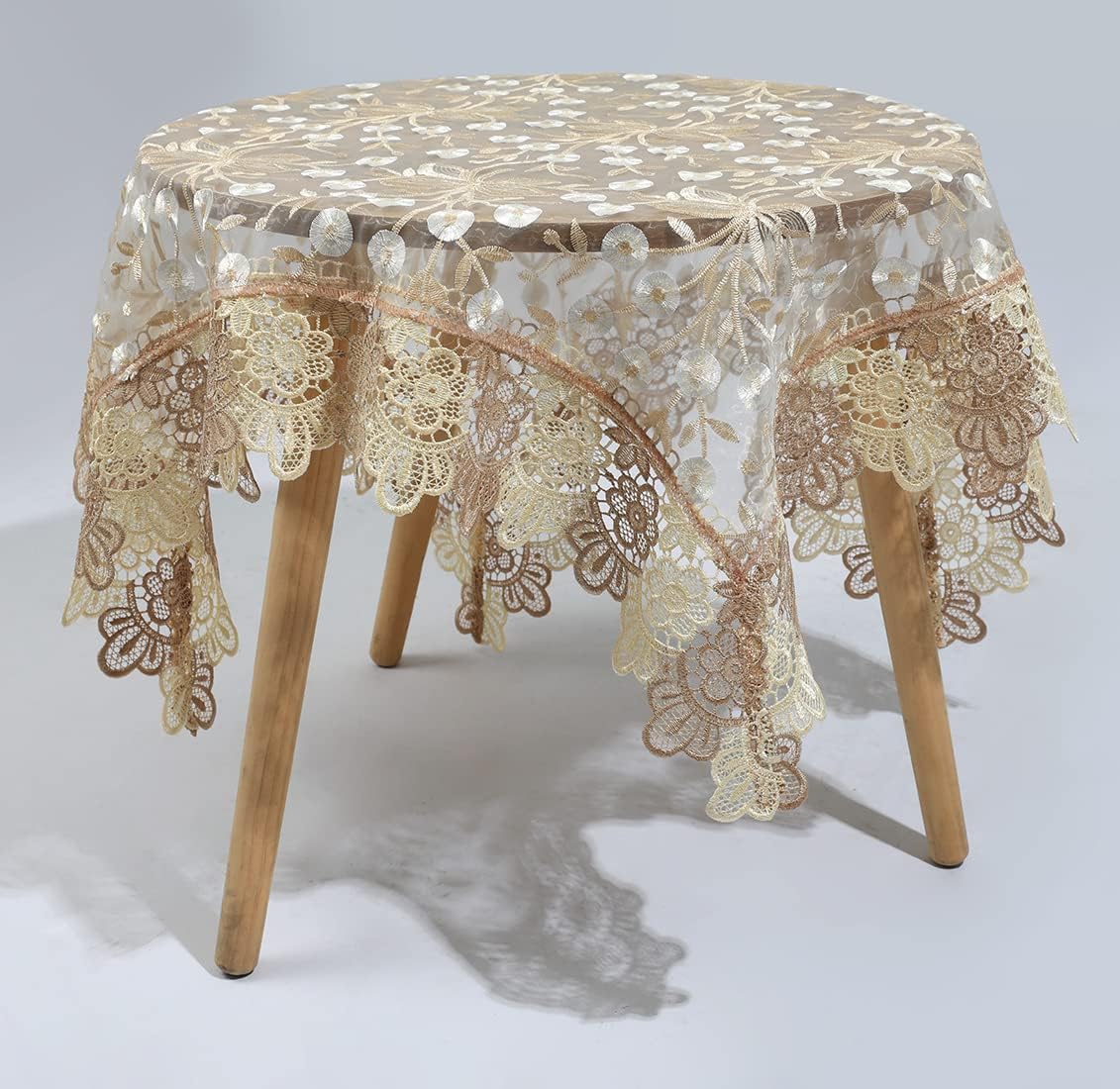 vctops Damask Lace Patchwork Tablecloth Luxury Square Small Table Cover Elegant Floral Embroidered Lace Table Cloth for Party Kitchen Dinning Picnic Decoration (Type H,32"x32")