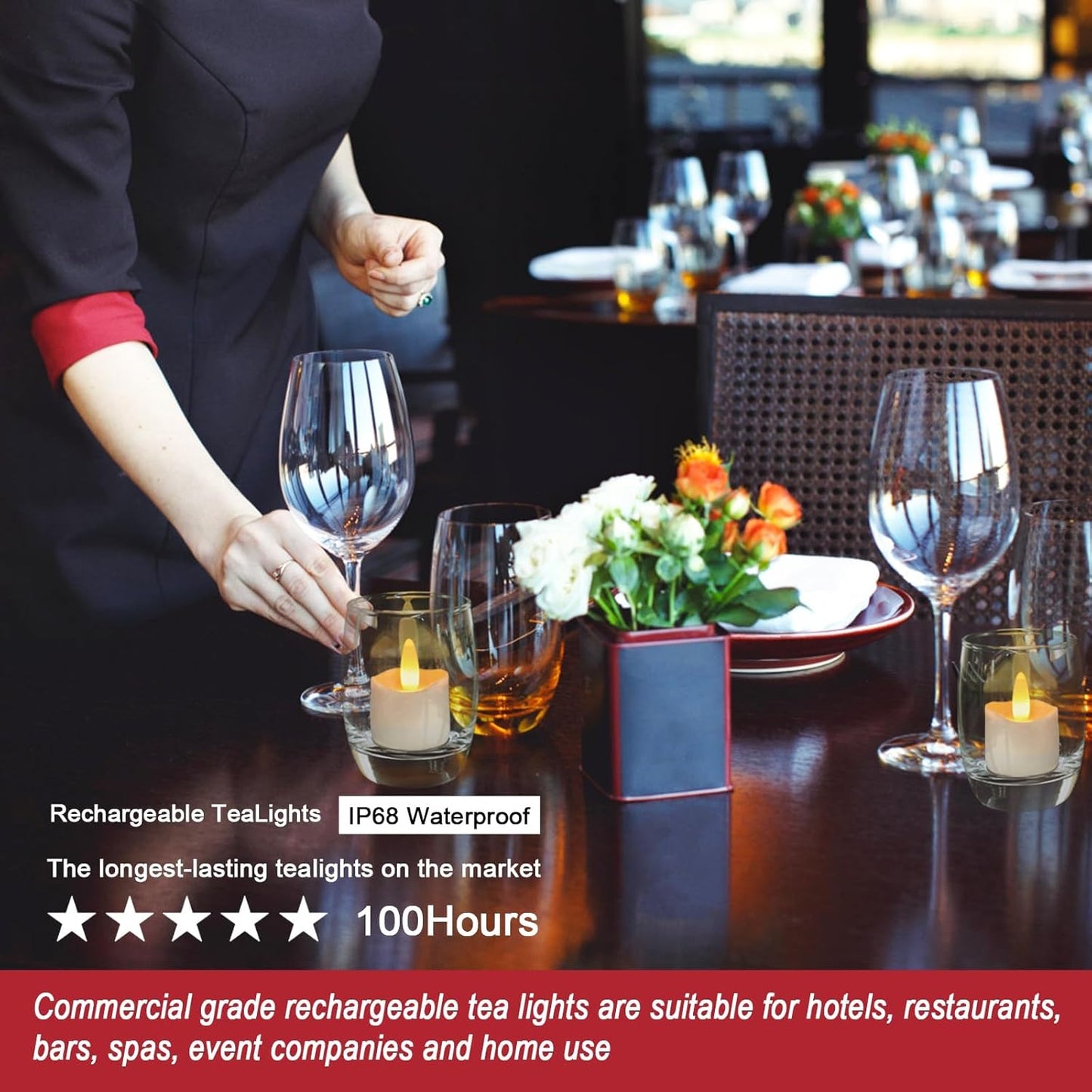 HL Flameless Candles with Remote Timer&Charging Station, 60+Hours Rechargeable Waterproof Outdoor RGB Tea Lights Colorful Candles for Valentine's Gift Halloween Christmas Home Party Decor-6pcs