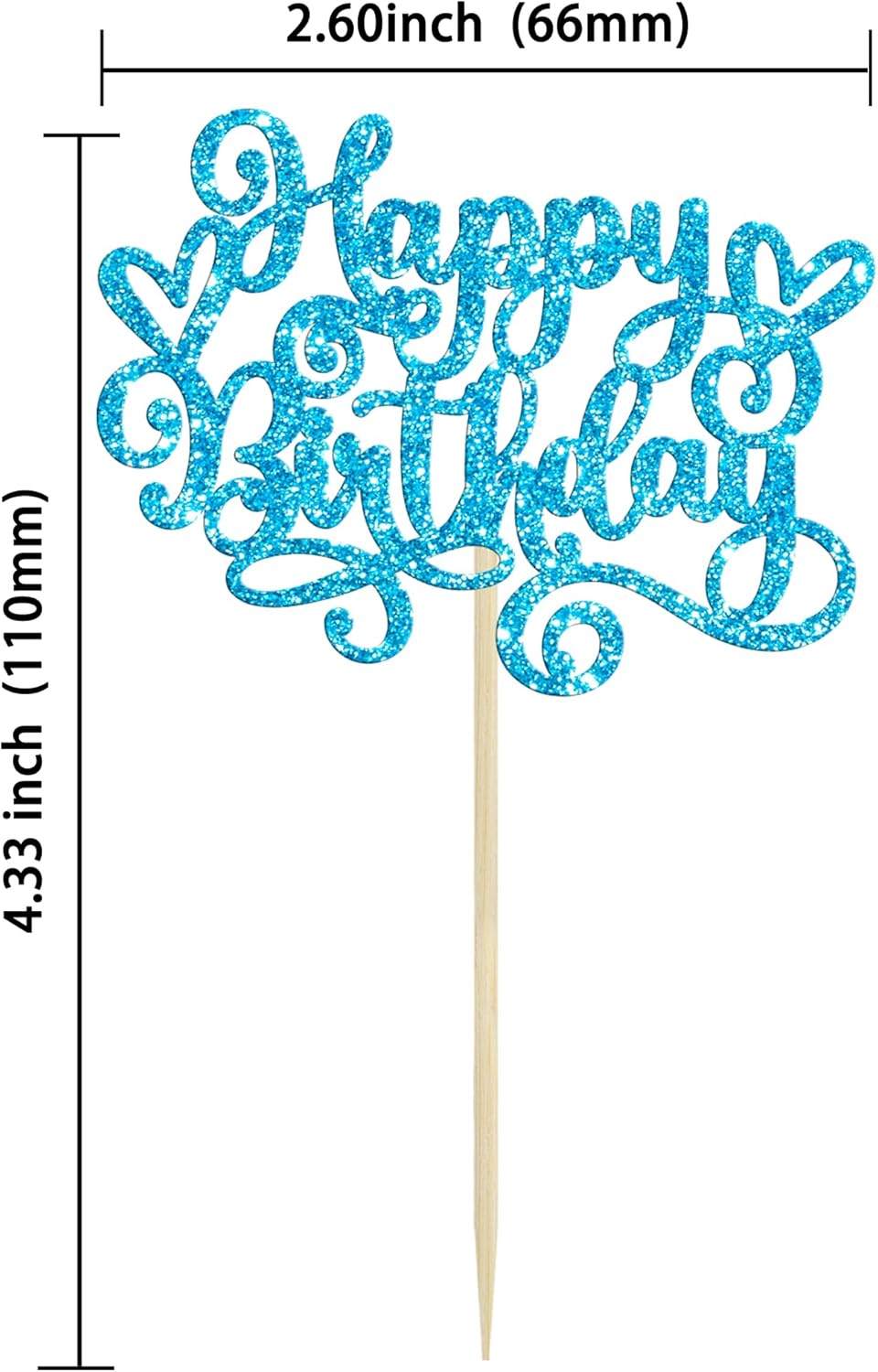 Gyufise 24Pcs Happy Birthday Cupcake Toppers Glitter Happy Birthday Cupcake Picks for Celebrating Happy Birthday Anniversary Theme Party Cake Decorations Supplies Blue