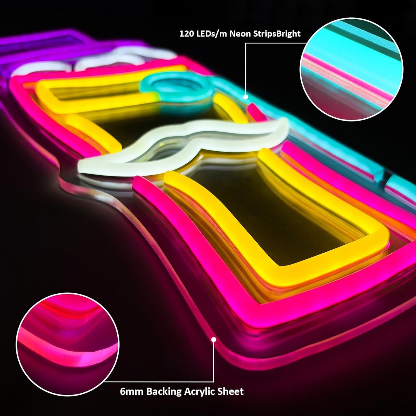 BEER Neon Sign for Wall Decor, Gentleman Neon Bar Signs for Home Bar Pub Party Man Cave Club, Neon Beer Light with Dimmable, Beer Signs Decoration USB Powered with Switch