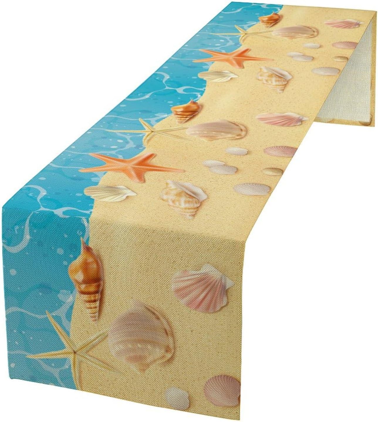Sea Turtle Table Runner Marine Life Starfish Nautical Blue Green Ocean Theme Kitchen Table Decorations for Indoor Outdoor Home Party Decorations 13 * 60 Inch