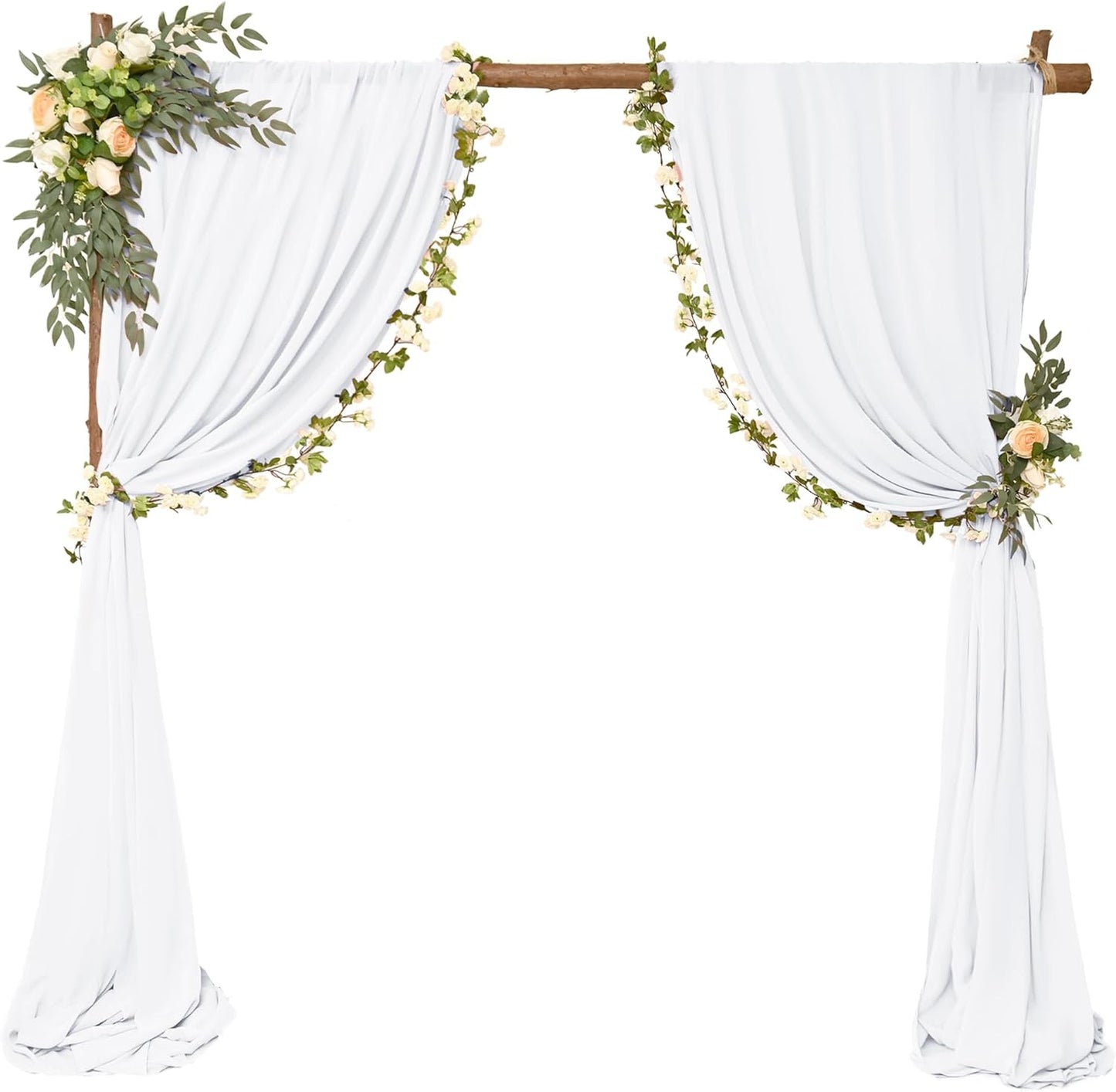 4 Panels Wedding Arch Draping Fabric 28" x 20Ft Wedding Arch Drapes Chiffon Fabric Drape Sheer Backdrop Curtain for Weddings Party Swag Ceremony Birthday Arbor Drapery Reception Ceiling Decor(White)