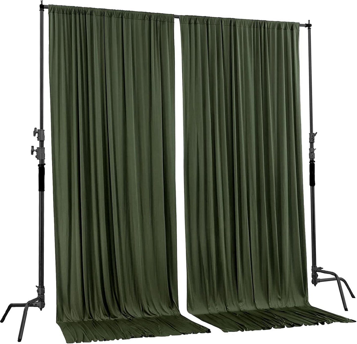 AK TRADING CO. 10 feet x 8 feet IFR Polyester Backdrop Drapes Curtains Panels with Rod Pockets - Wedding Ceremony Party Home Window Decorations - Olive Green