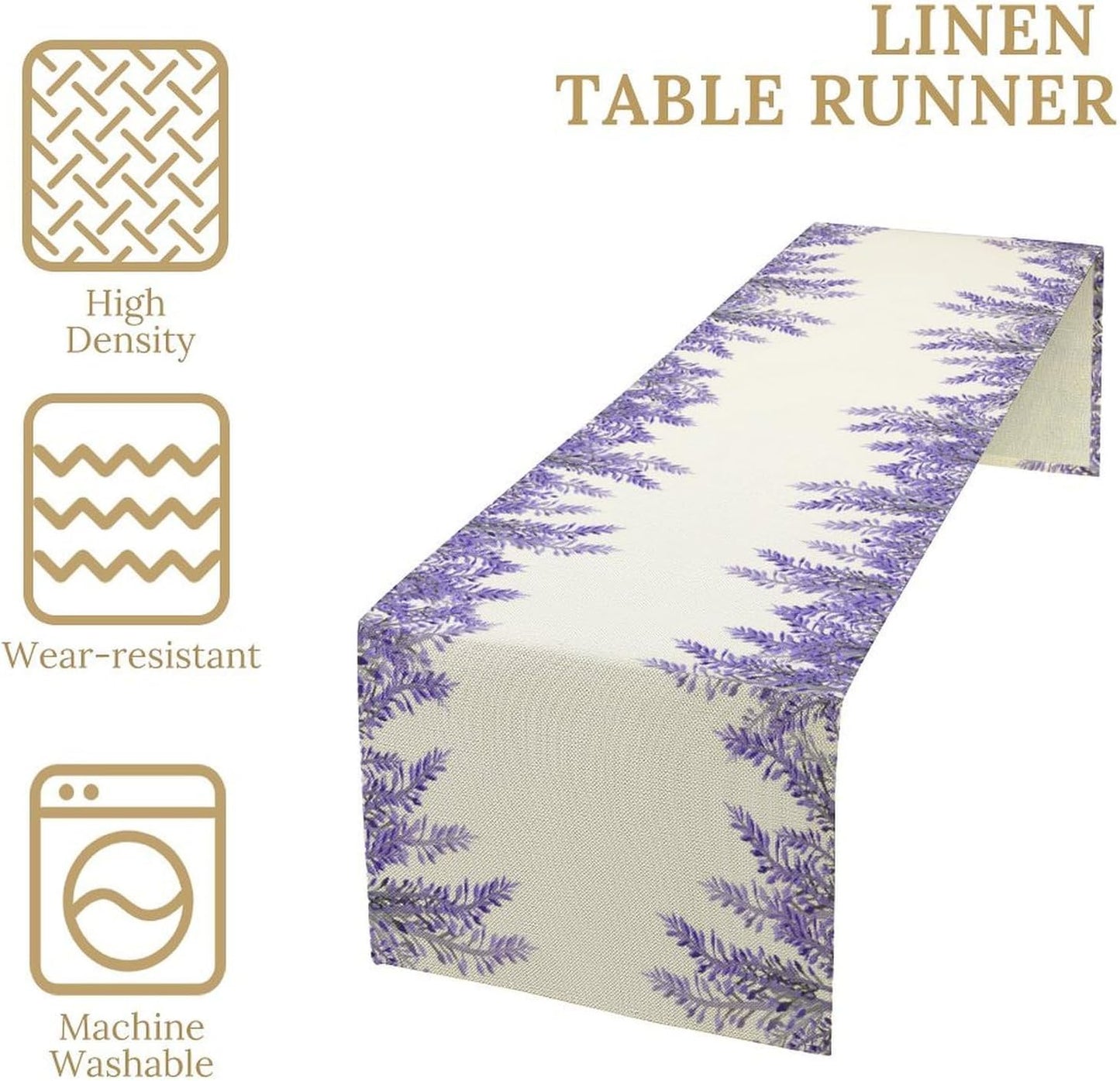 Purple Lavender Table Runner Vintage Watercolor Modern Kitchen Restaurant Decoration Suitable for Indoor and Outdoor Wedding Party Banquet Table Runner 13x70 Inch