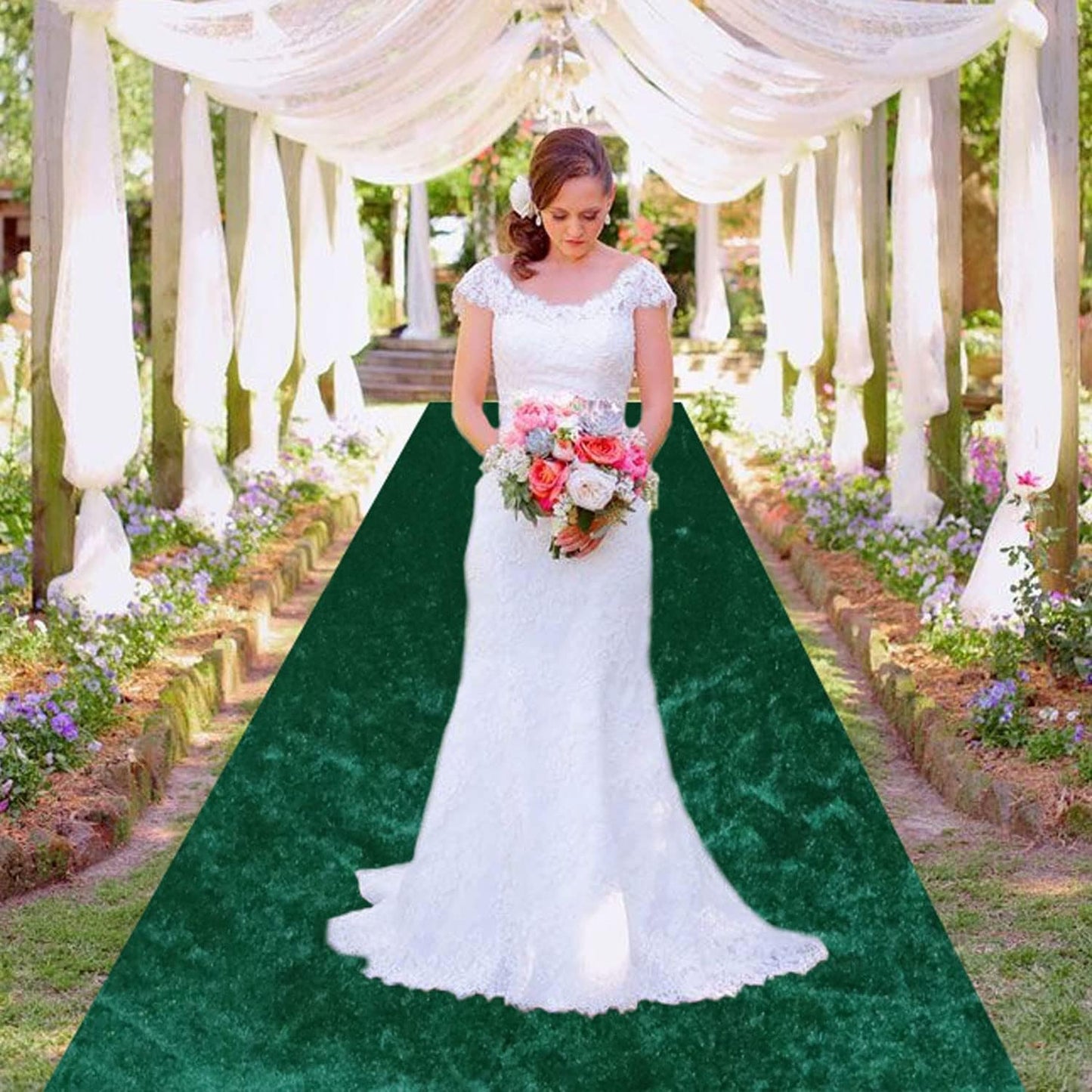 MODFUNS Emerald Green Aisle Runner for Wedding Ceremony 4x15 FT Aisle Floor Runner for Party Outdoor Carpet Runner Aisle Runners for Weddings Aisle Runner Rug for Prom Graduation Modern Walkway