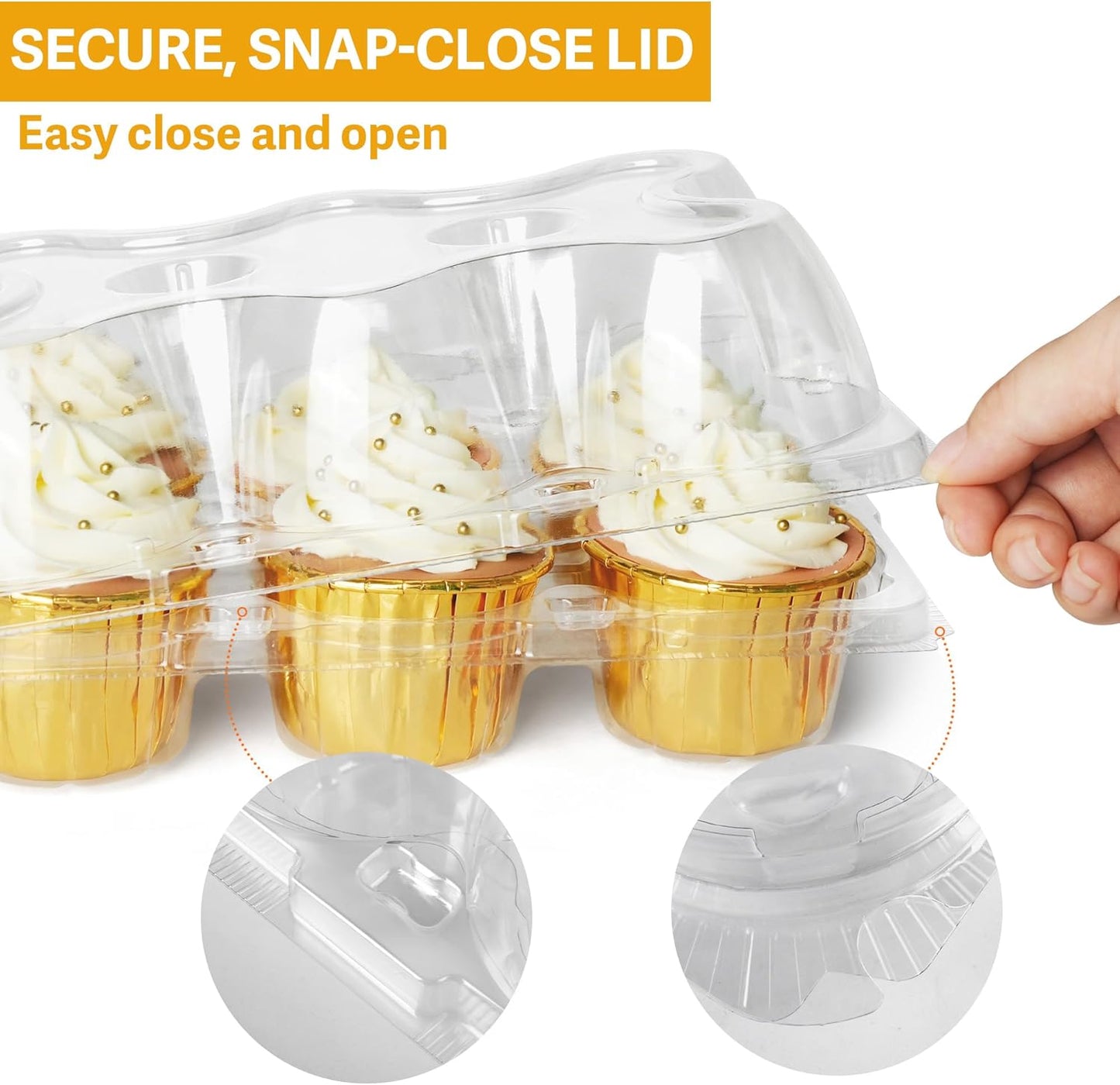 LotFancy Cupcake Containers 6 Count, 40 Sets, Half Dozen Clear Cupcake Boxes, Plastic Muffin Holders with Detachable Tall Dome Lid, Disposable Cupcake Carriers, BPA Free, Standard Size