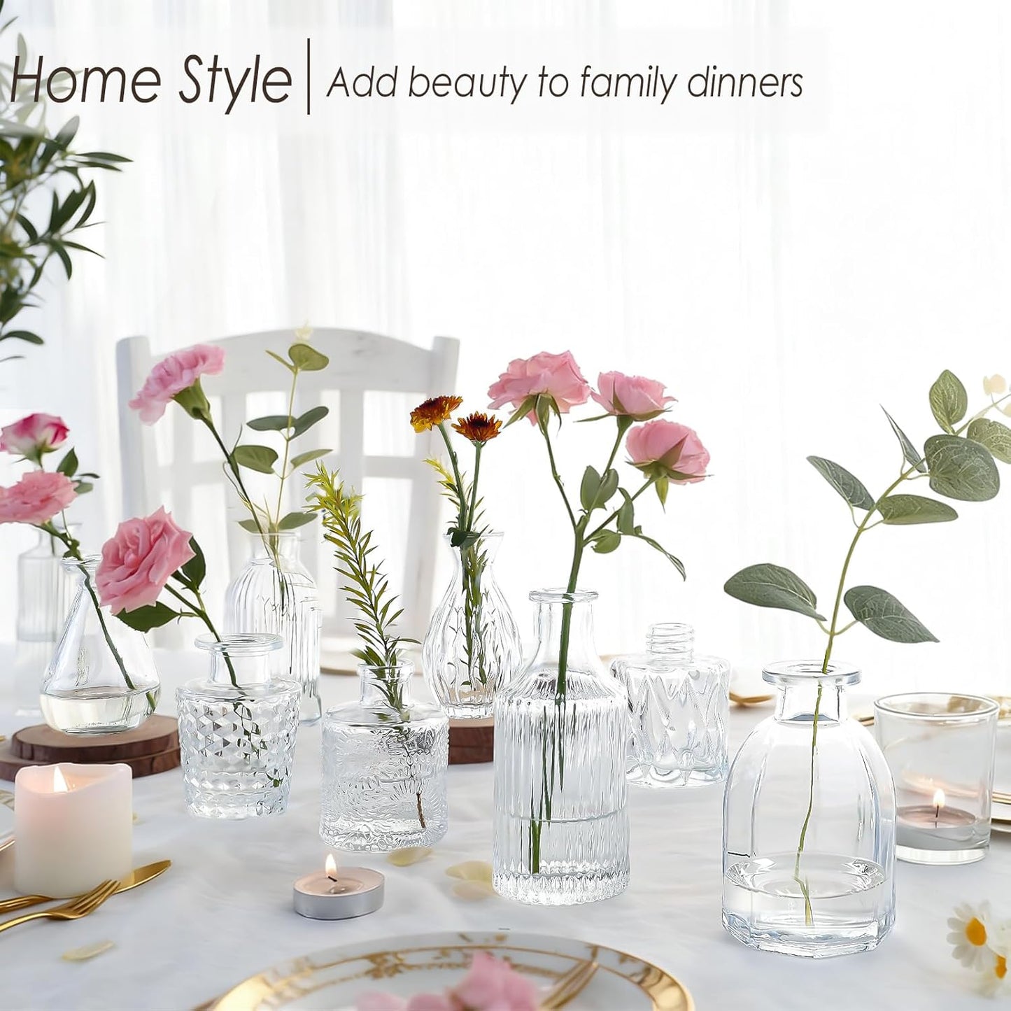 Clear Glass Bud Vases Set of 36, Mini Flower Vase for Centerpieces, Small Clear Vases in Bulk for Wedding Decorations, Vintage Vase for Table, Recepetion, Home Décor