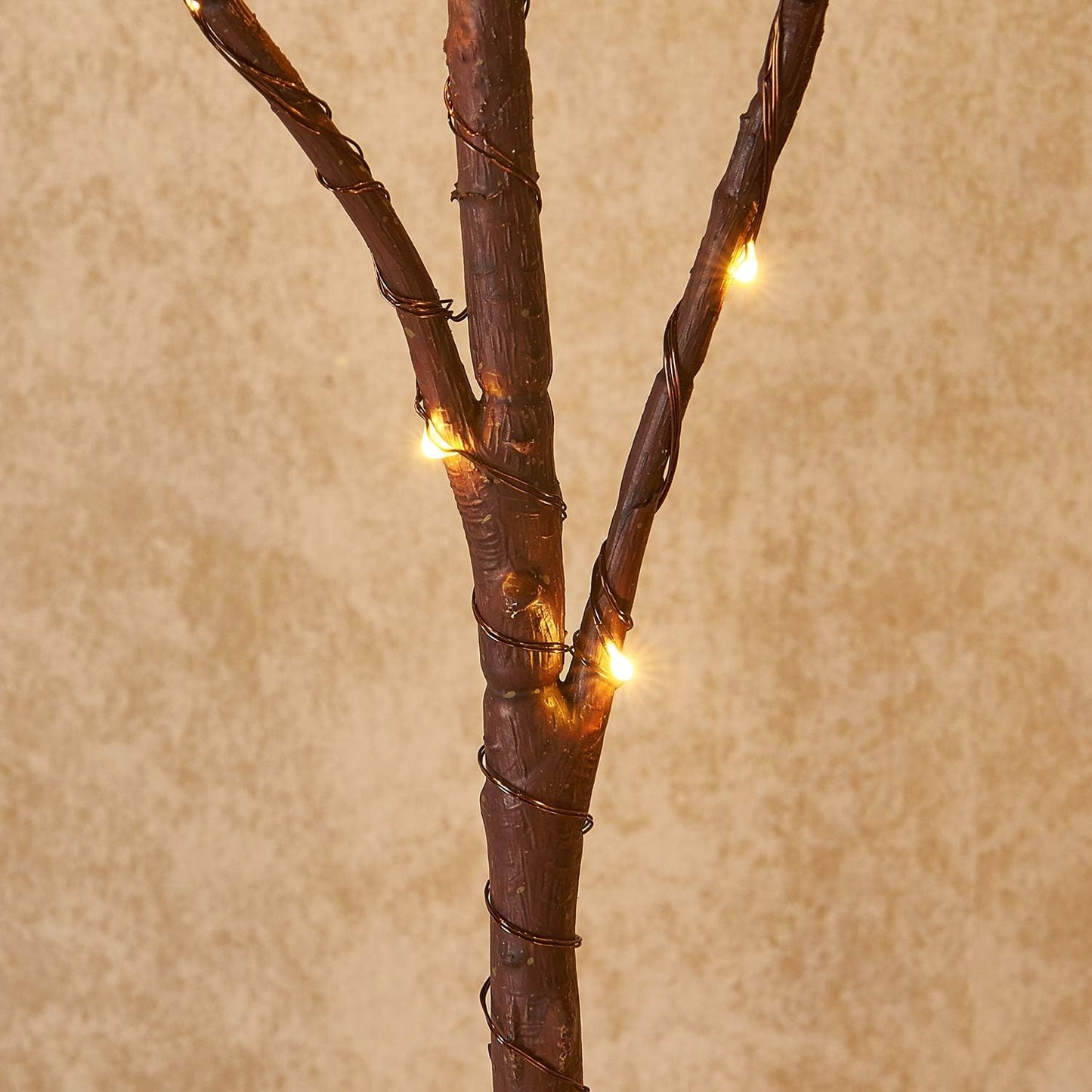 BAOLITVINE Lighted Branches Brown 32IN 200 Warm White Fairy Lights, Lighted Willow Branches with Timer, Dimmer for Home Bedroom Fireplace Christmas Decoration Inside Outdoor