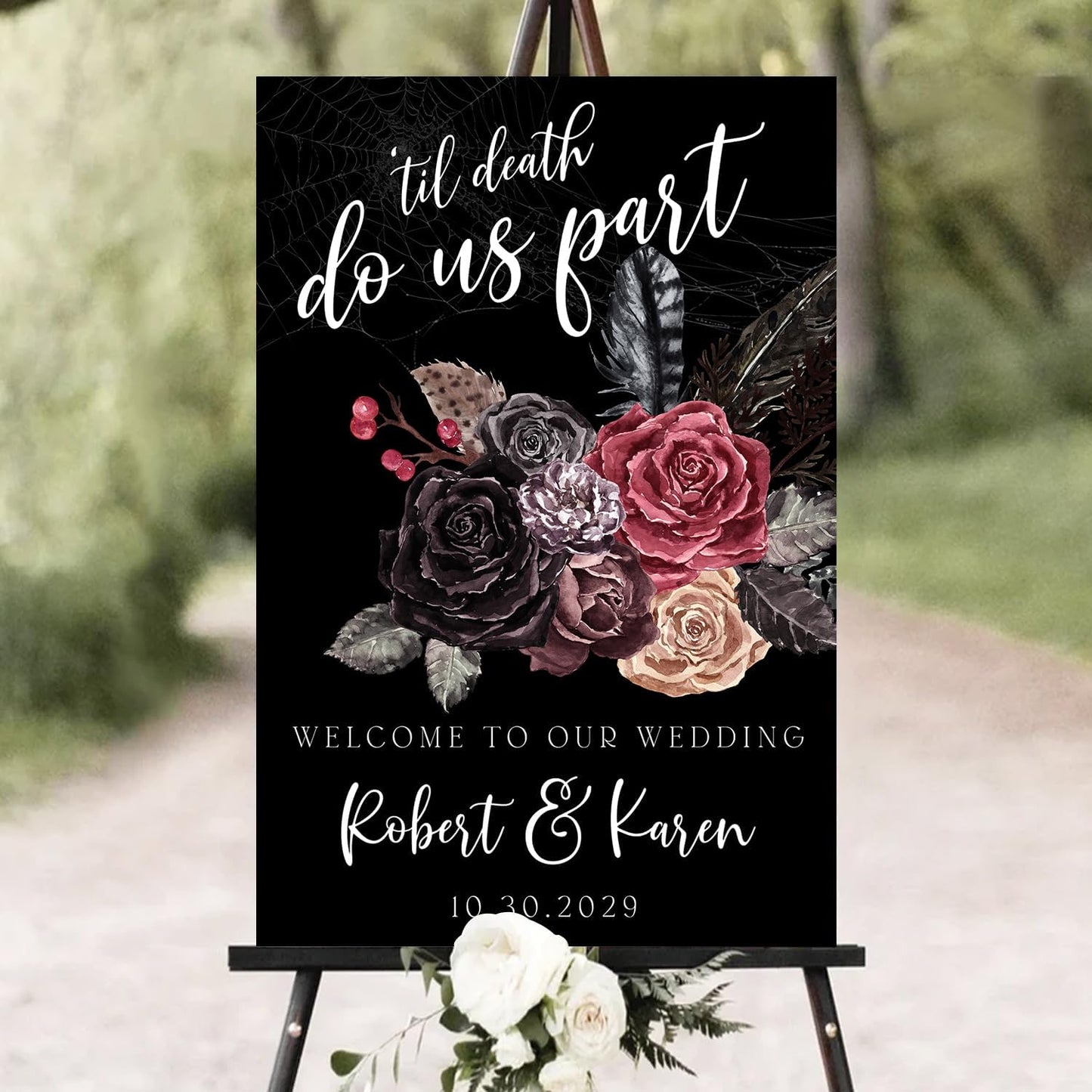 Welcome To Our Wedding Sign, Halloween Couples Shower, Gothic Love Wedding Welcome, Signage Halloween Reception, Welcome Wedding Sign With Stand, Welcome To Our Wedding Sign, Wedding Welcome Sign