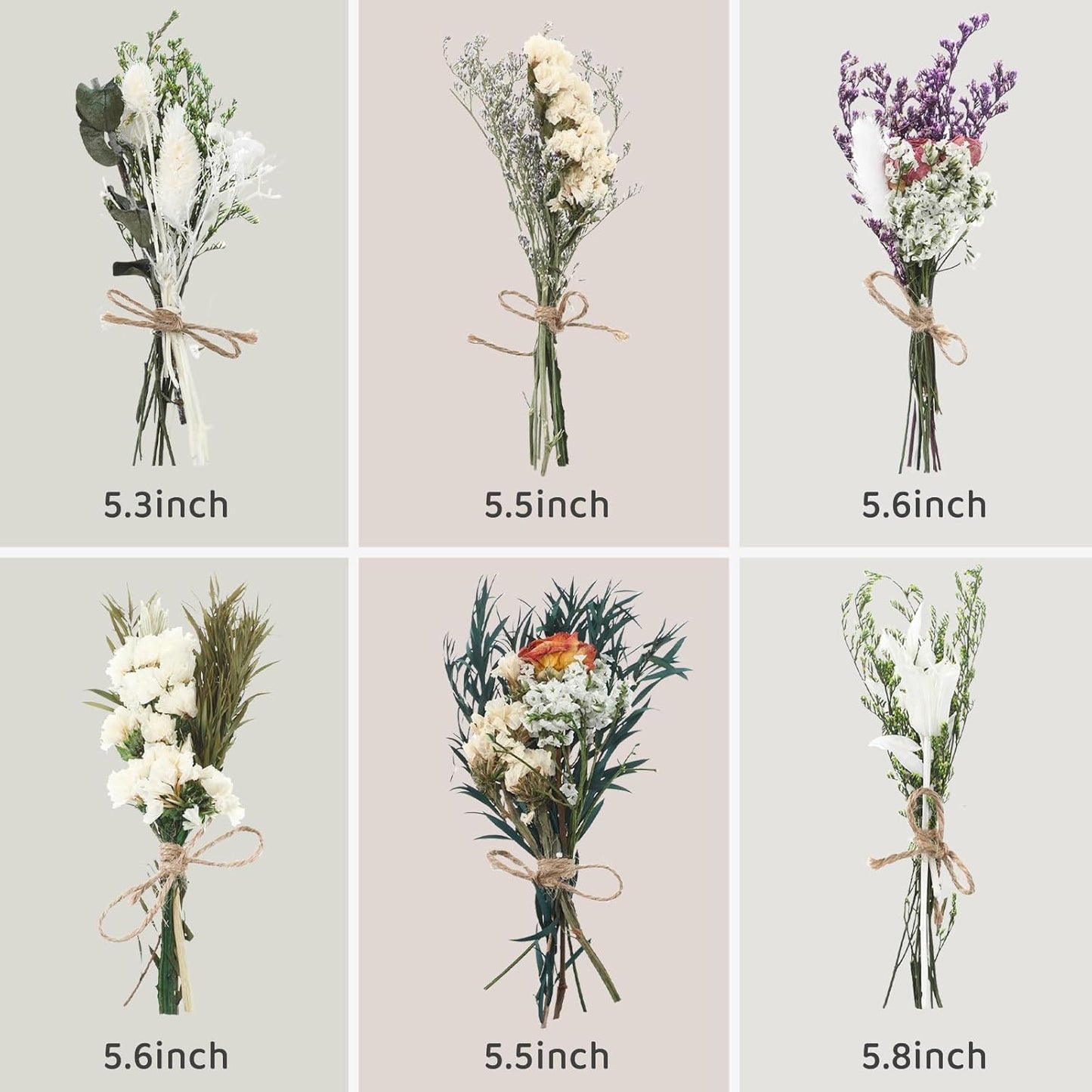 12/24 Pack Dried Flowers for Vase Various Mini Bouquet Dried Small Wildflowers Natural Real Flowers Bulk for Crafts DIY Wedding Decor (12, White)