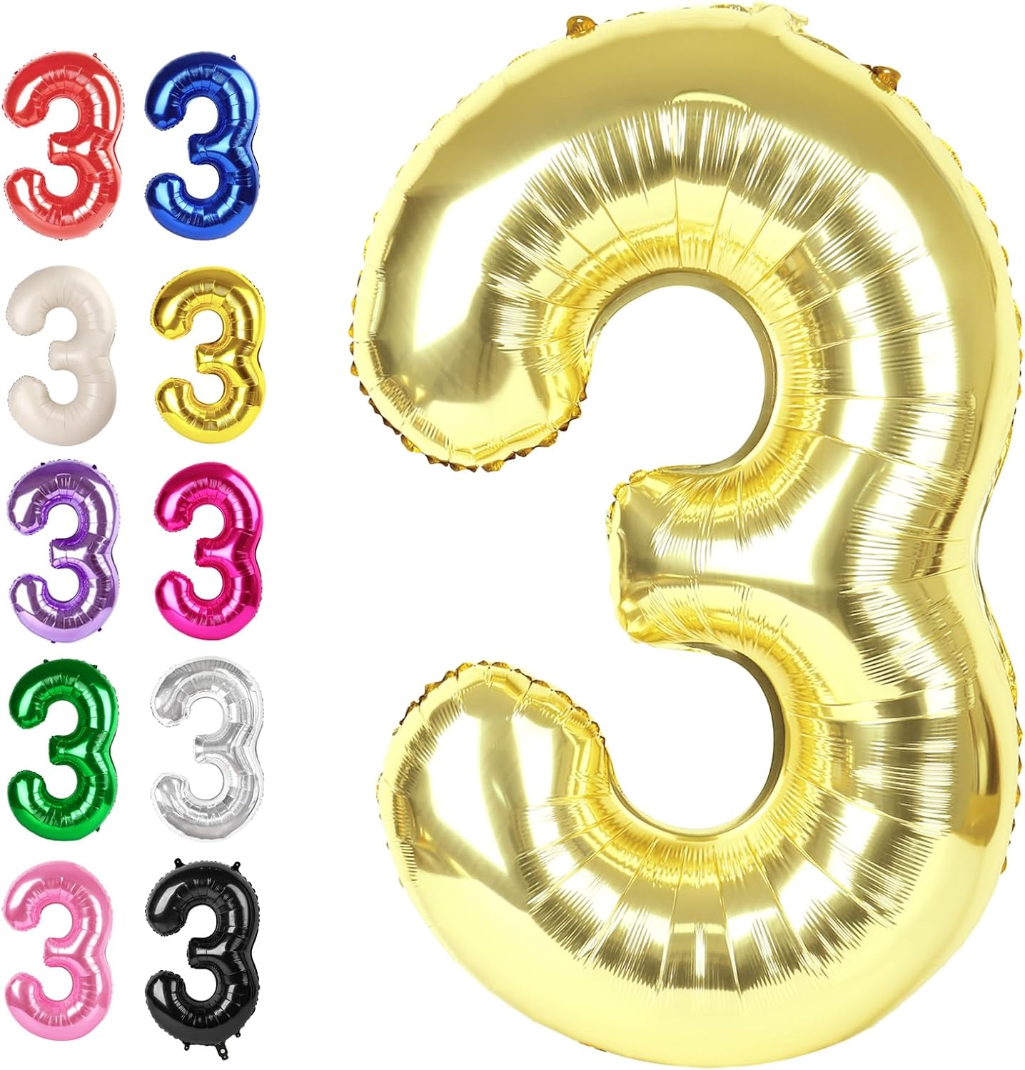 Large 40 Inch Champagne Gold 3 Number Balloon, 3 13 23 30 33 36 38 Light Gold Birthday Party Decorations, Numbers Three Foil Balloons for Anniversary Party Graduations Celebration Supplies