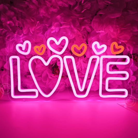 SYLHOME Led Neon Light Sign Love with Heart Kids Room Bedroom Wall Decor Sign Valentines Day Wedding Birthday Christmas Party Decor 15.75" X 8.66" USB