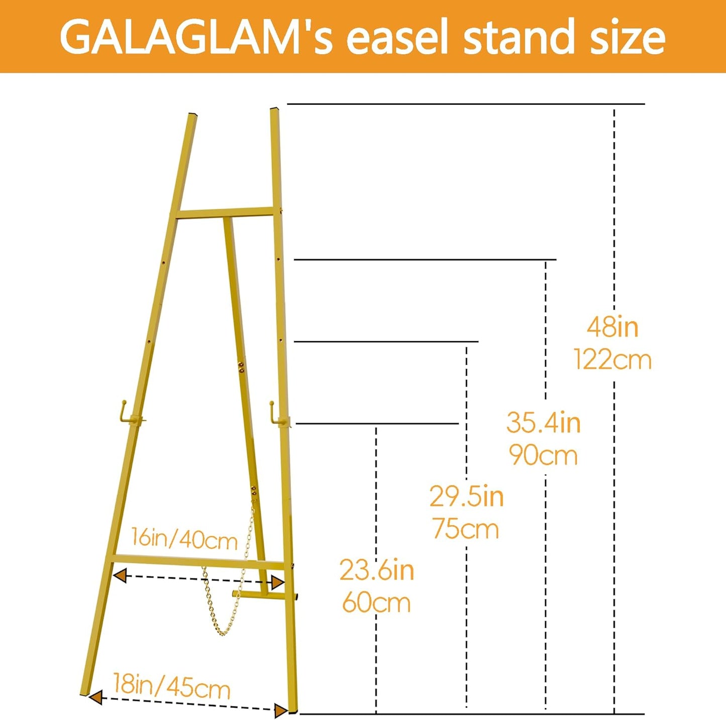 Gold Easel Stand for Signs, Metal Decorative Easels for Wedding Heavy Sign Posters Home Display Painting, Artist Easel for Painting Canvas